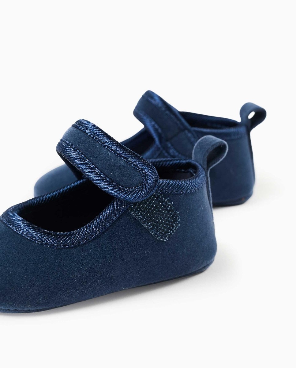Pepitos de bebé niña de terciopelo y con tira autoadherente - Zippy - Azul marino Azul marino-4