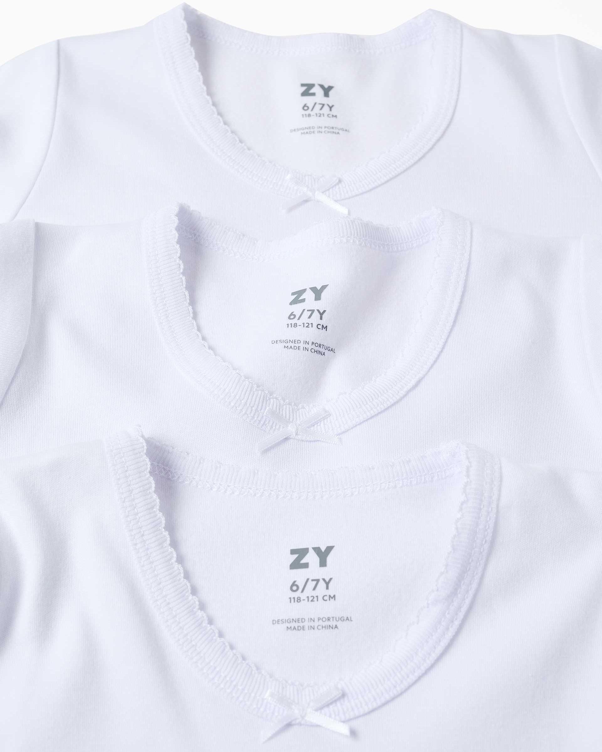 Pack de 3 camisetas interiores de niña 100% algodón y con forro perchado - Zippy - Blanco Blanco-2
