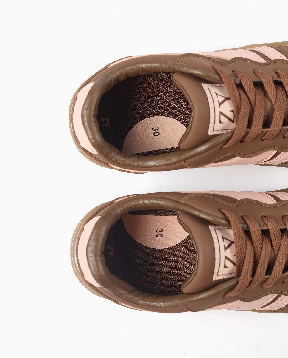 Zapatillas bajas de niña con cordones y suela antideslizante - Zippy - Marrón Marrón-3