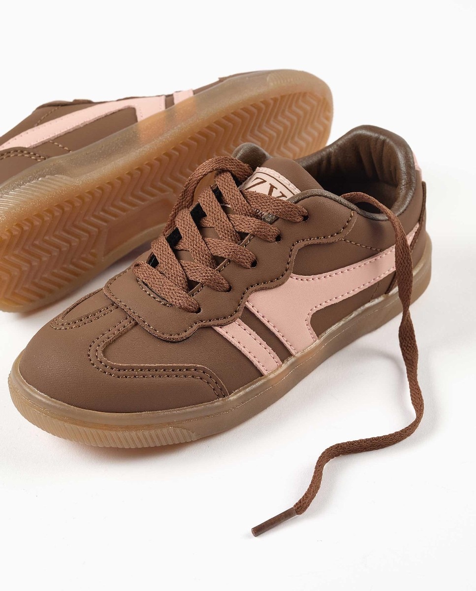 Zapatillas bajas de niña con cordones y suela antideslizante - Zippy - Marrón Marrón-4