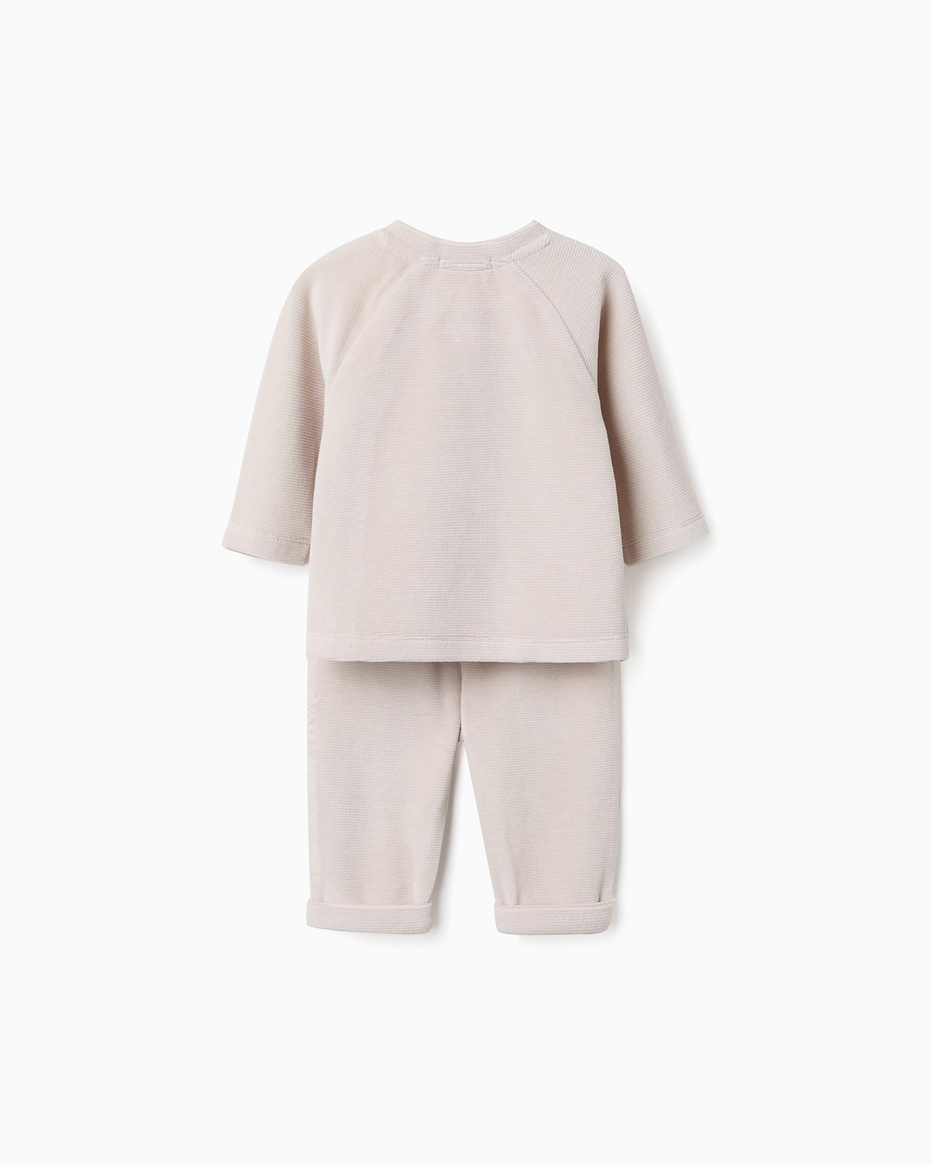 Conjunto de bebé niño de terciopelo y acanalado - Zippy - Beige Beige-3
