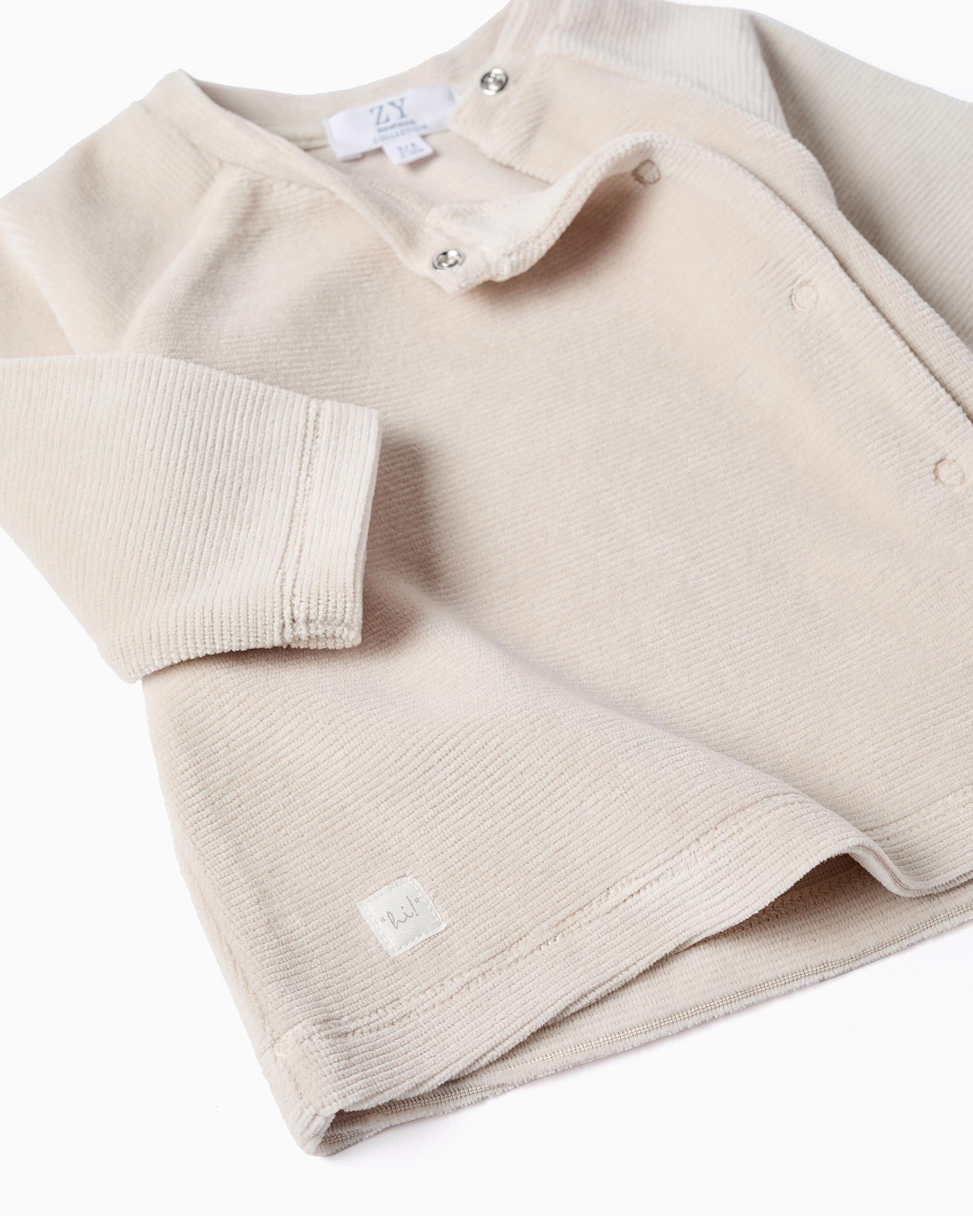 Conjunto de bebé niño de terciopelo y acanalado - Zippy - Beige Beige-2