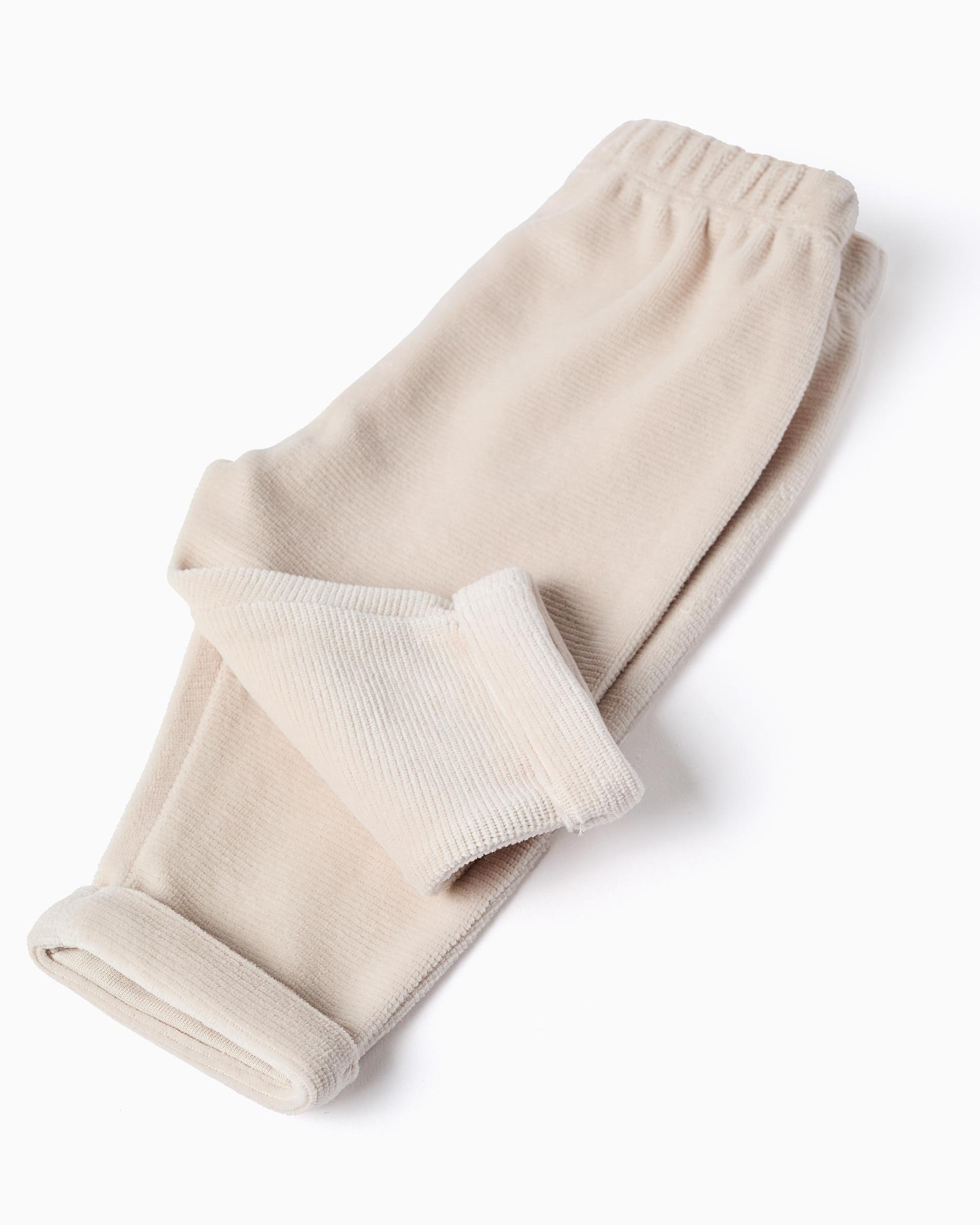 Conjunto de bebé niño de terciopelo y acanalado - Zippy - Beige Beige-4