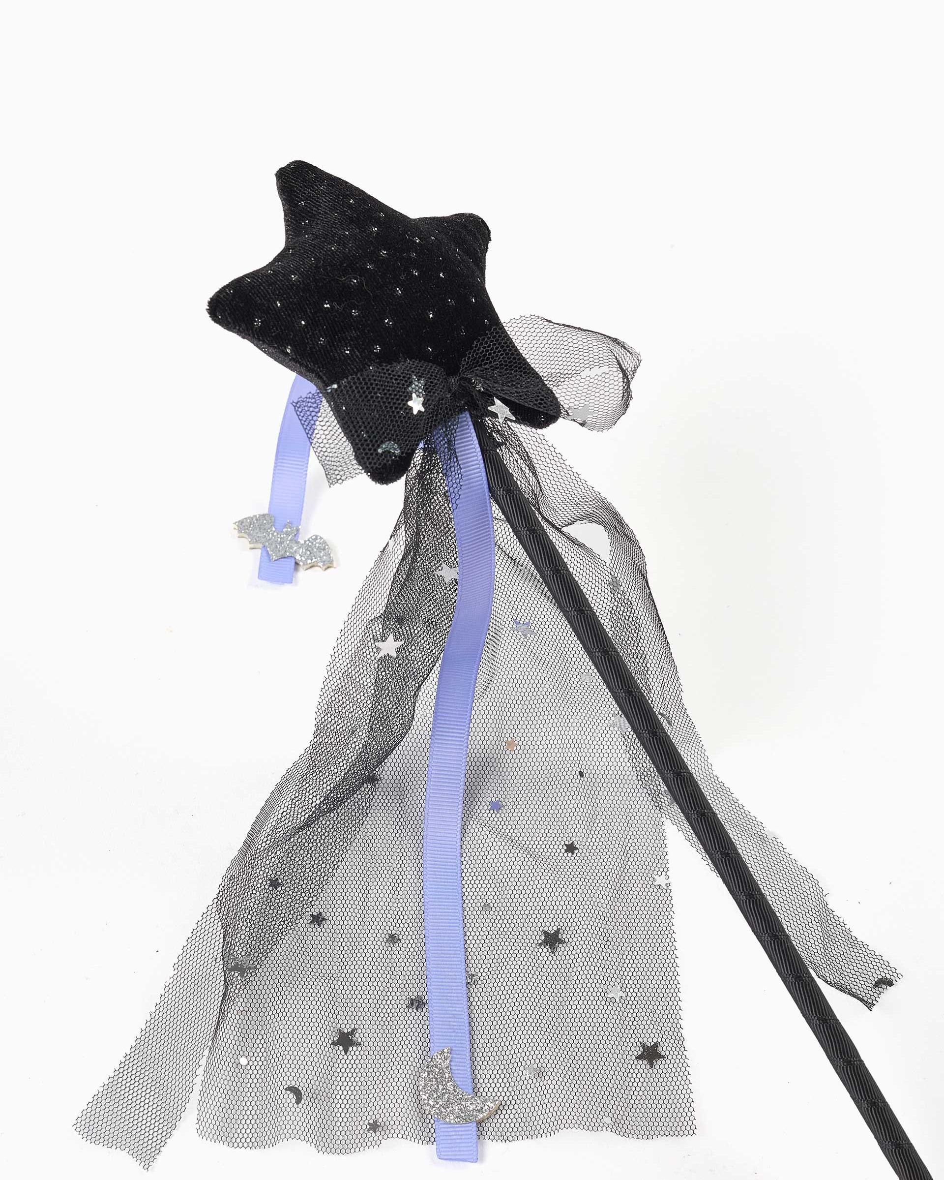 Varita mágica con estrella de terciopelo y lazo de tul - Zippy - Negro Negro-2