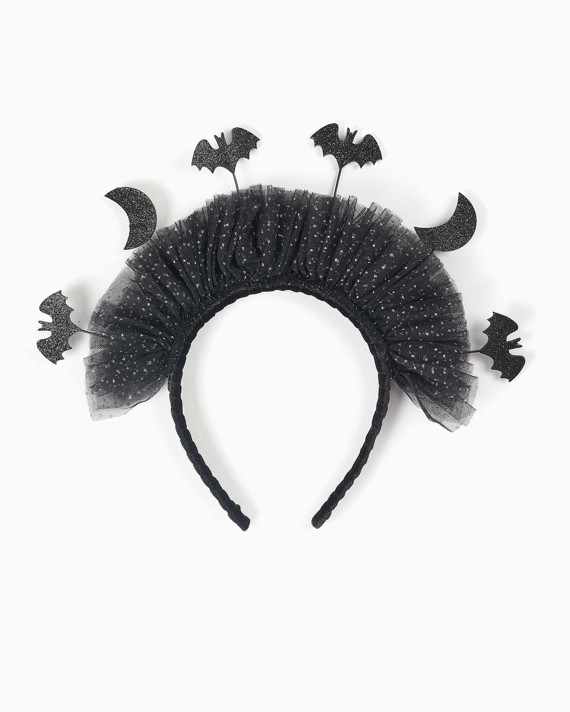 Imagen 0 de Diadema de tul y con aplicación de lunas y murciélagos Negro