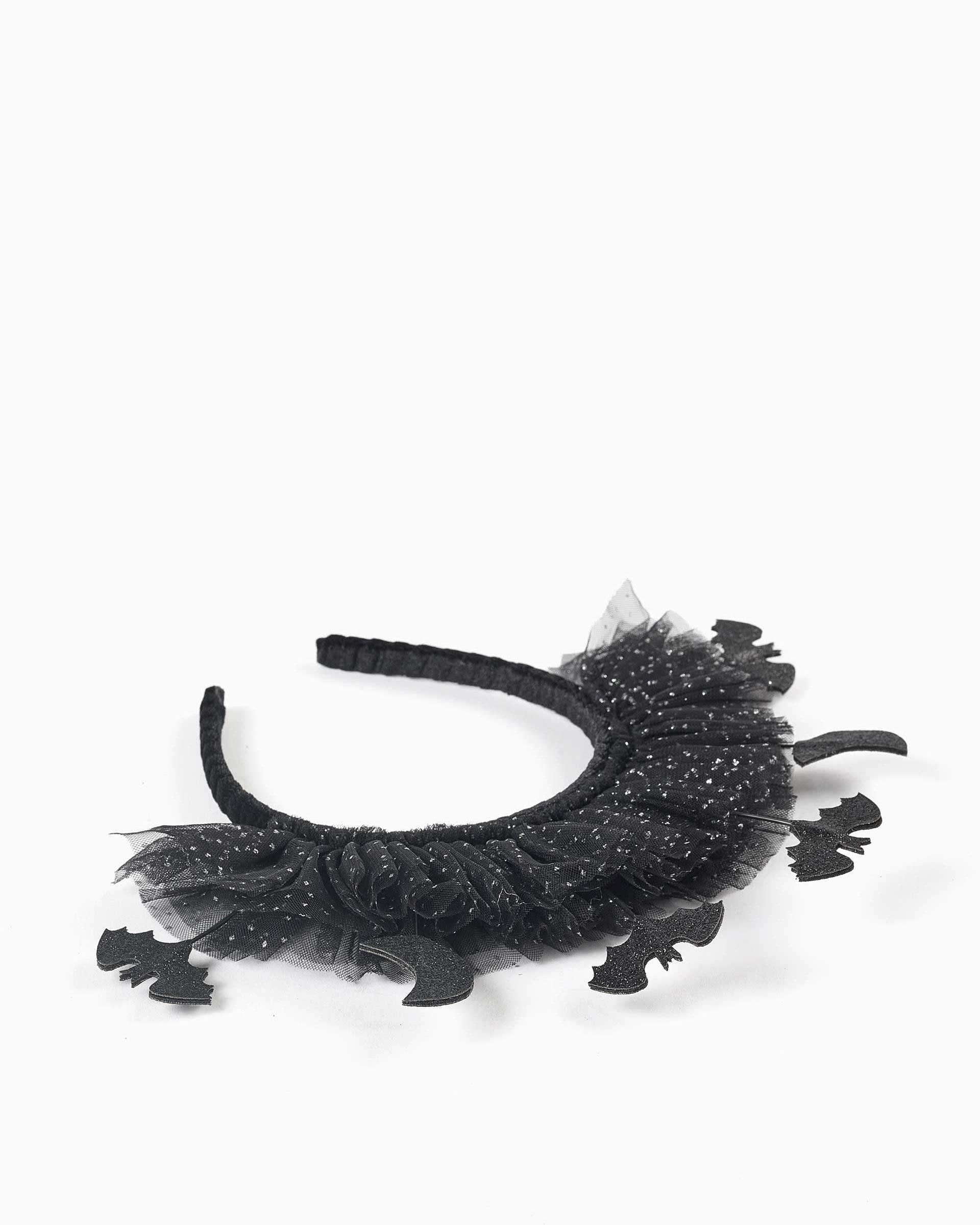 Diadema de tul y con aplicación de lunas y murciélagos - Zippy - Negro Negro-2