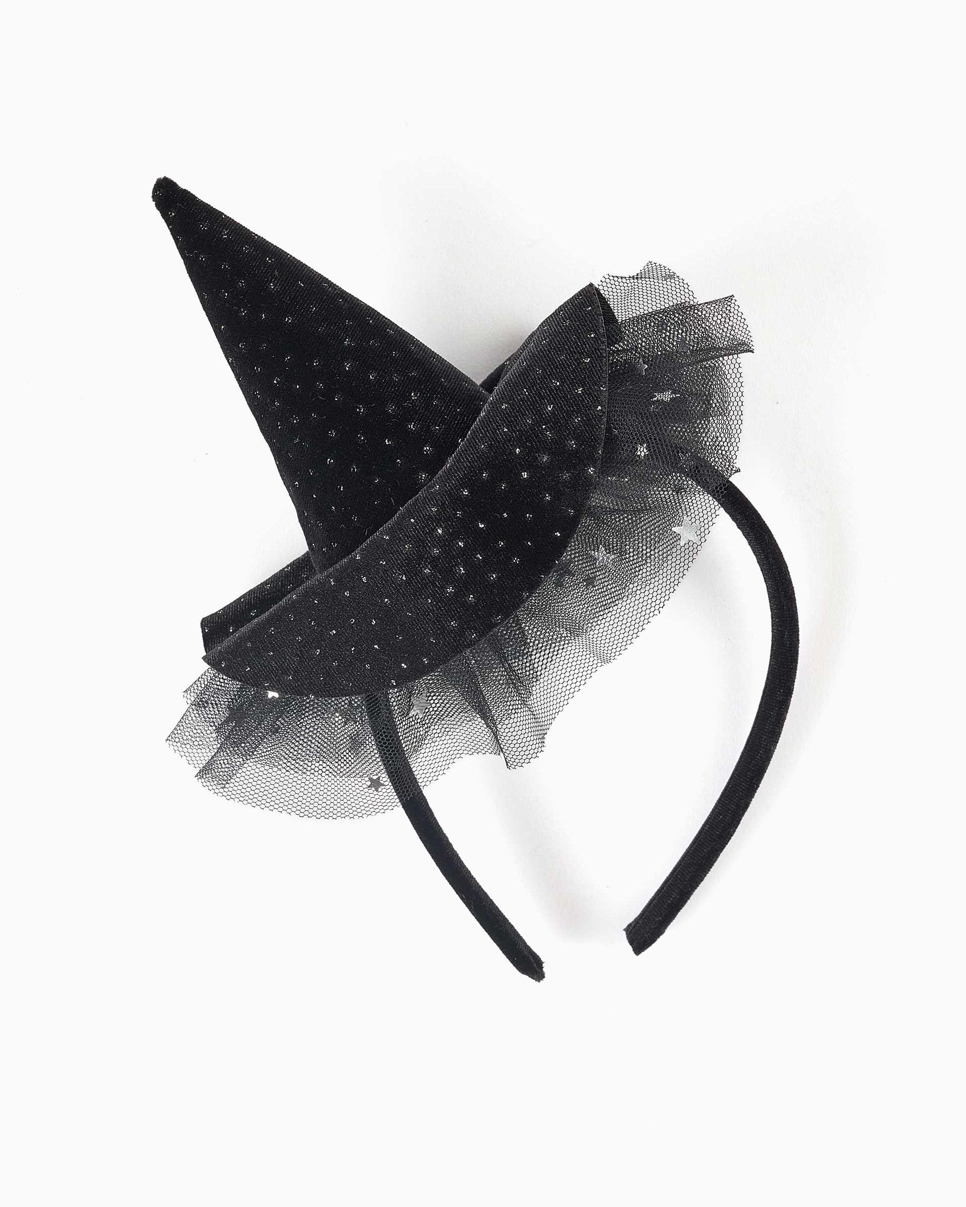 Imagen 0 de Diadema de terciopelo y con sombrero de bruja Negro