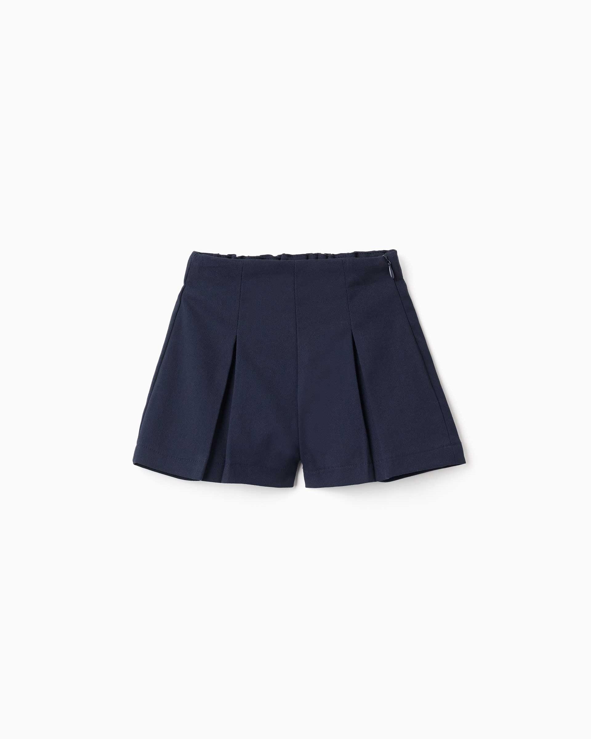 Imagen 1 de Pantalón corto de bebé niña con pliegues y cintura elástica Azul marino