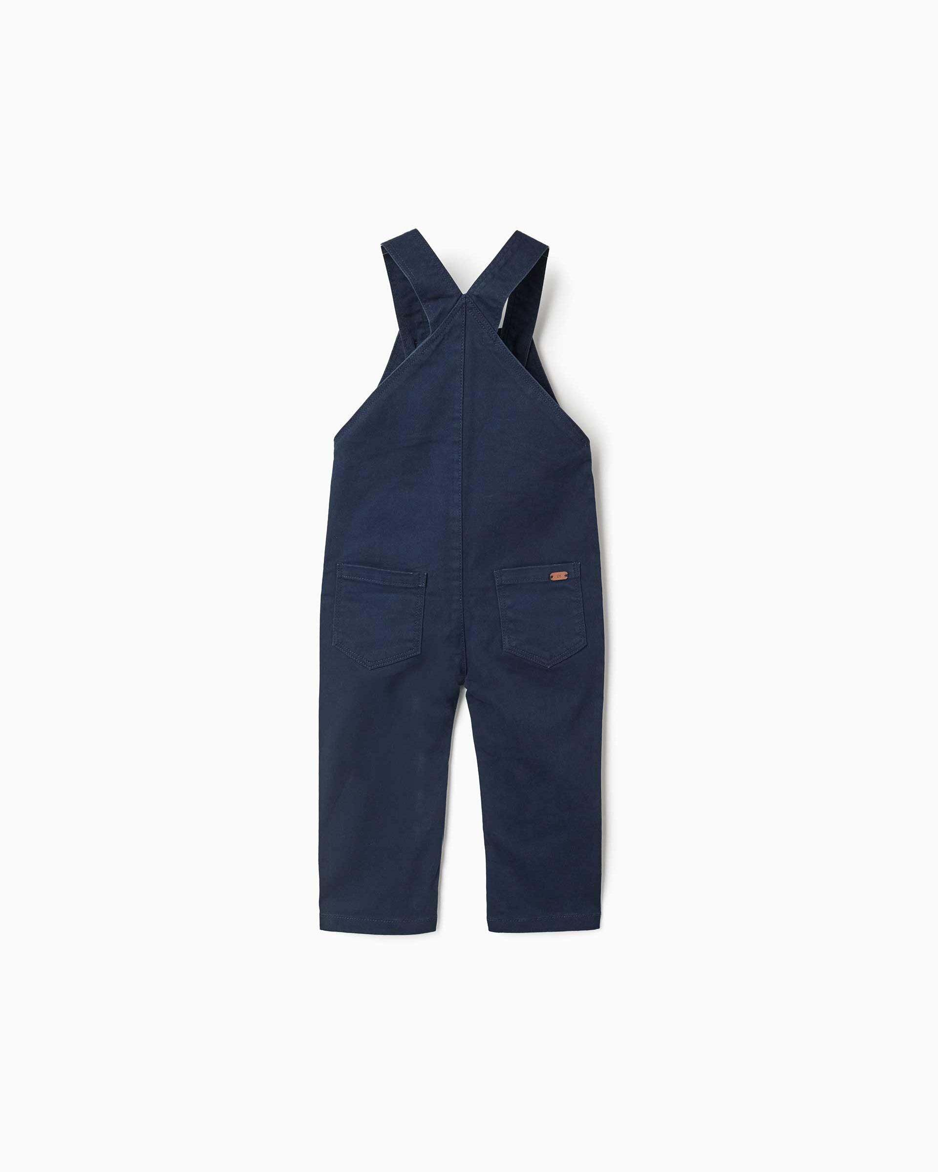 Peto de bebé niño de sarga y con bolsillo delantero con solapa - Zippy - Azul marino Azul marino-3