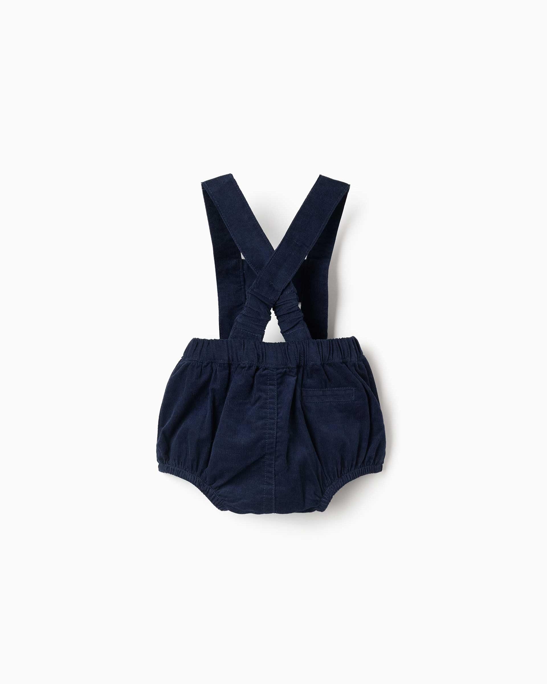 Imagen 3 de Pantalón corto de bebé niño de pana y con tirantes desmontables - Zippy - Azul marino Azul marino