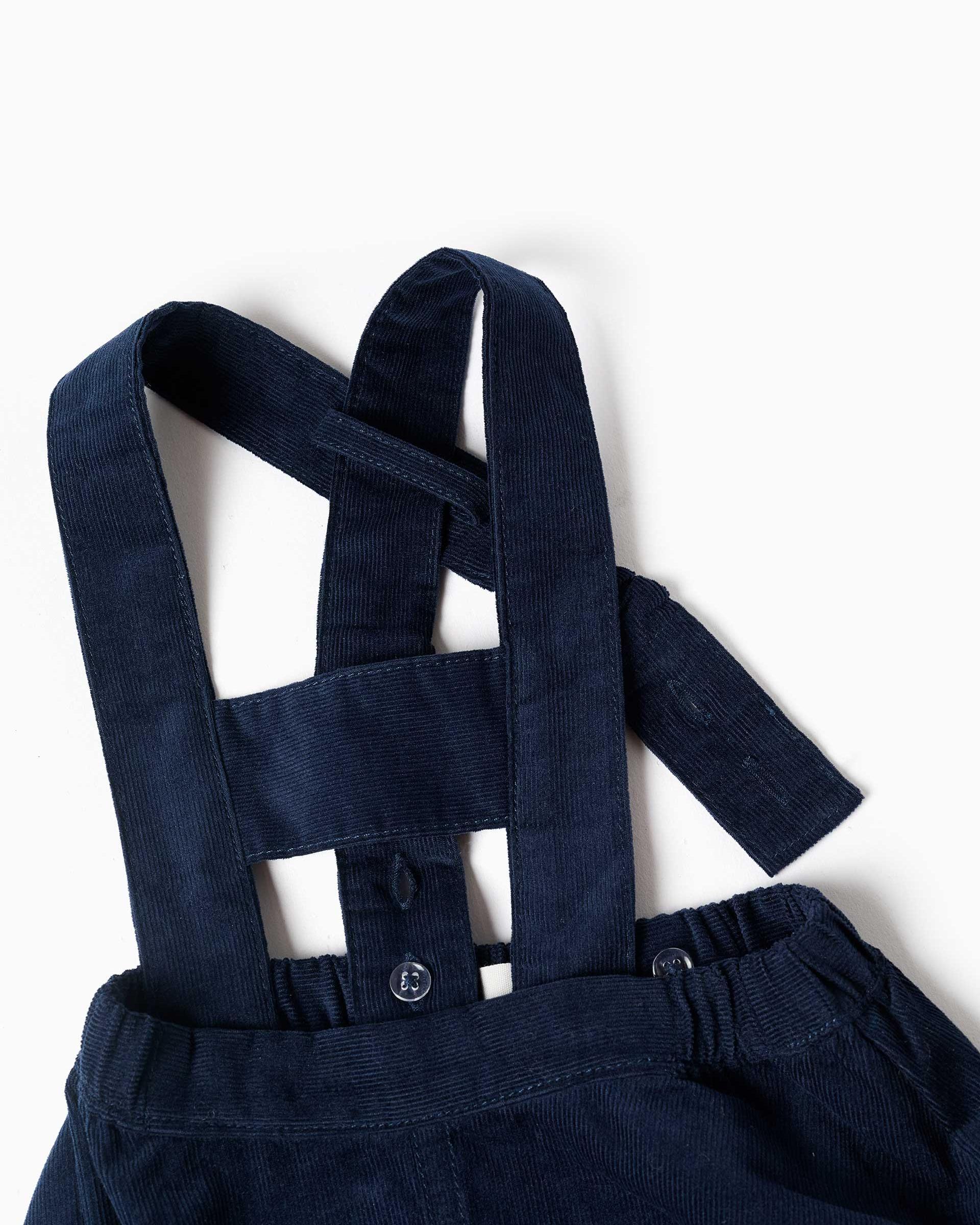 Imagen 2 de Pantalón corto de bebé niño de pana y con tirantes desmontables - Zippy - Azul marino Azul marino