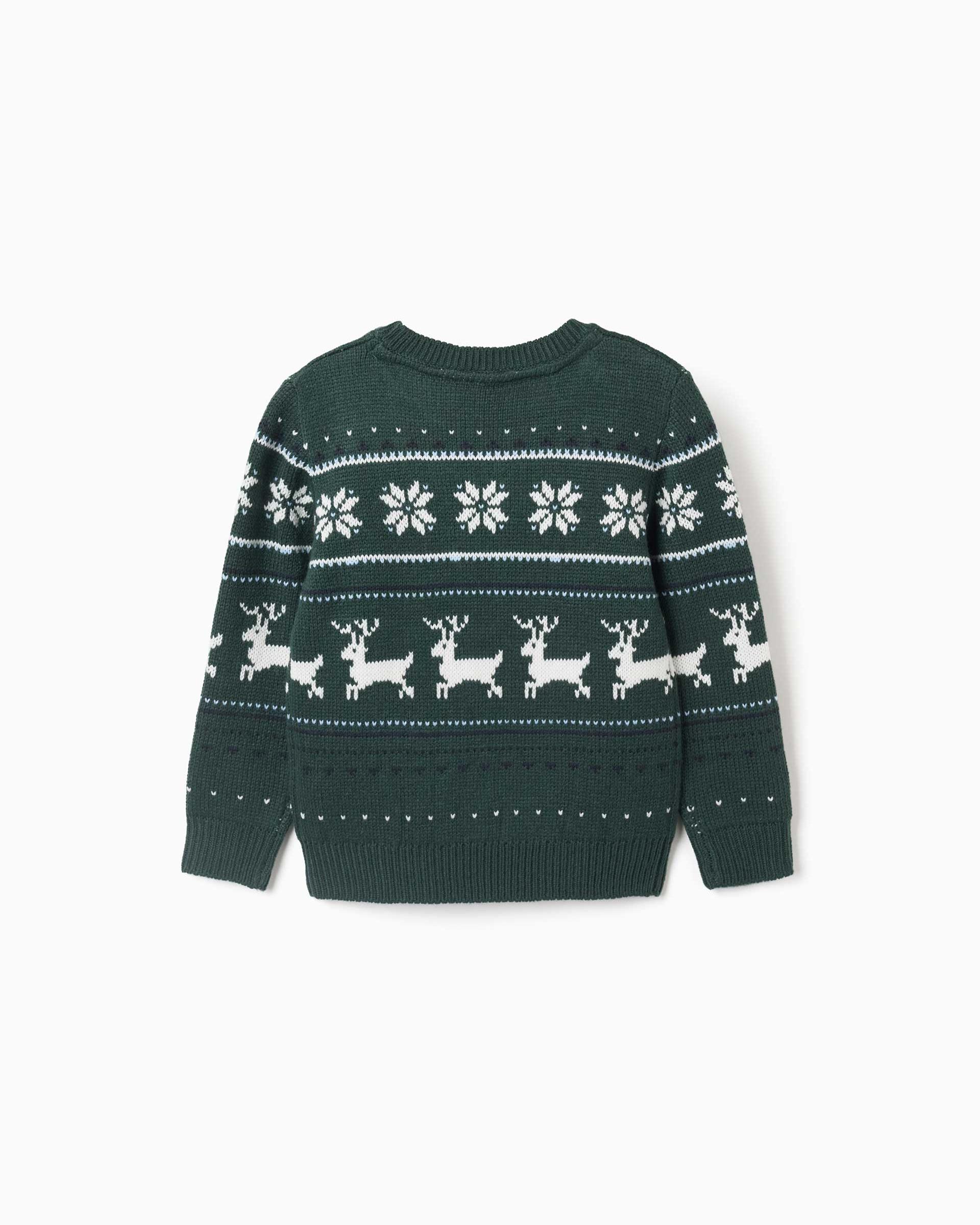 Imagen 3 de Jersey de niño de punto y con jacquard - Zippy - Verde oscuro Verde oscuro