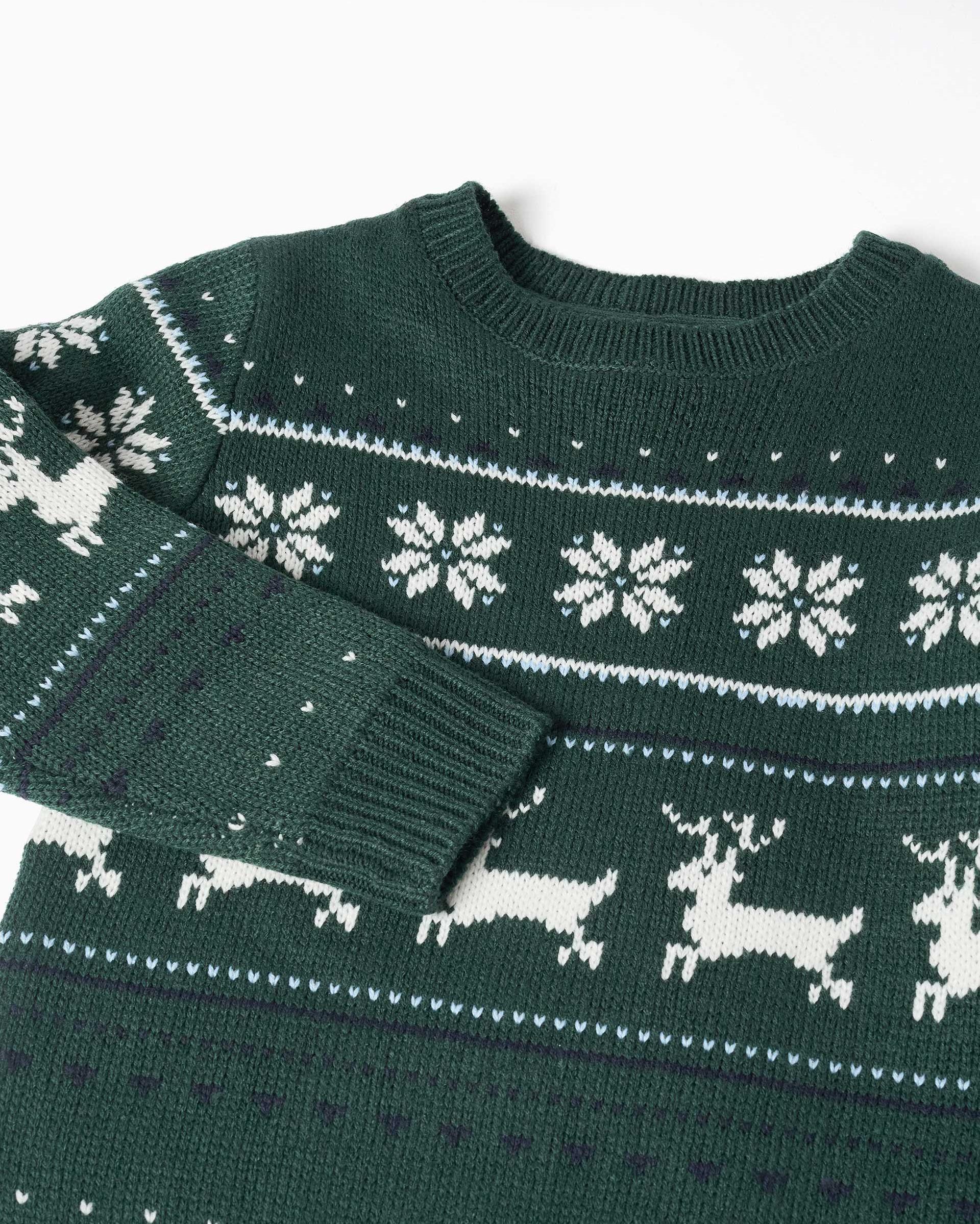 Imagen 2 de Jersey de niño de punto y con jacquard - Zippy - Verde oscuro Verde oscuro
