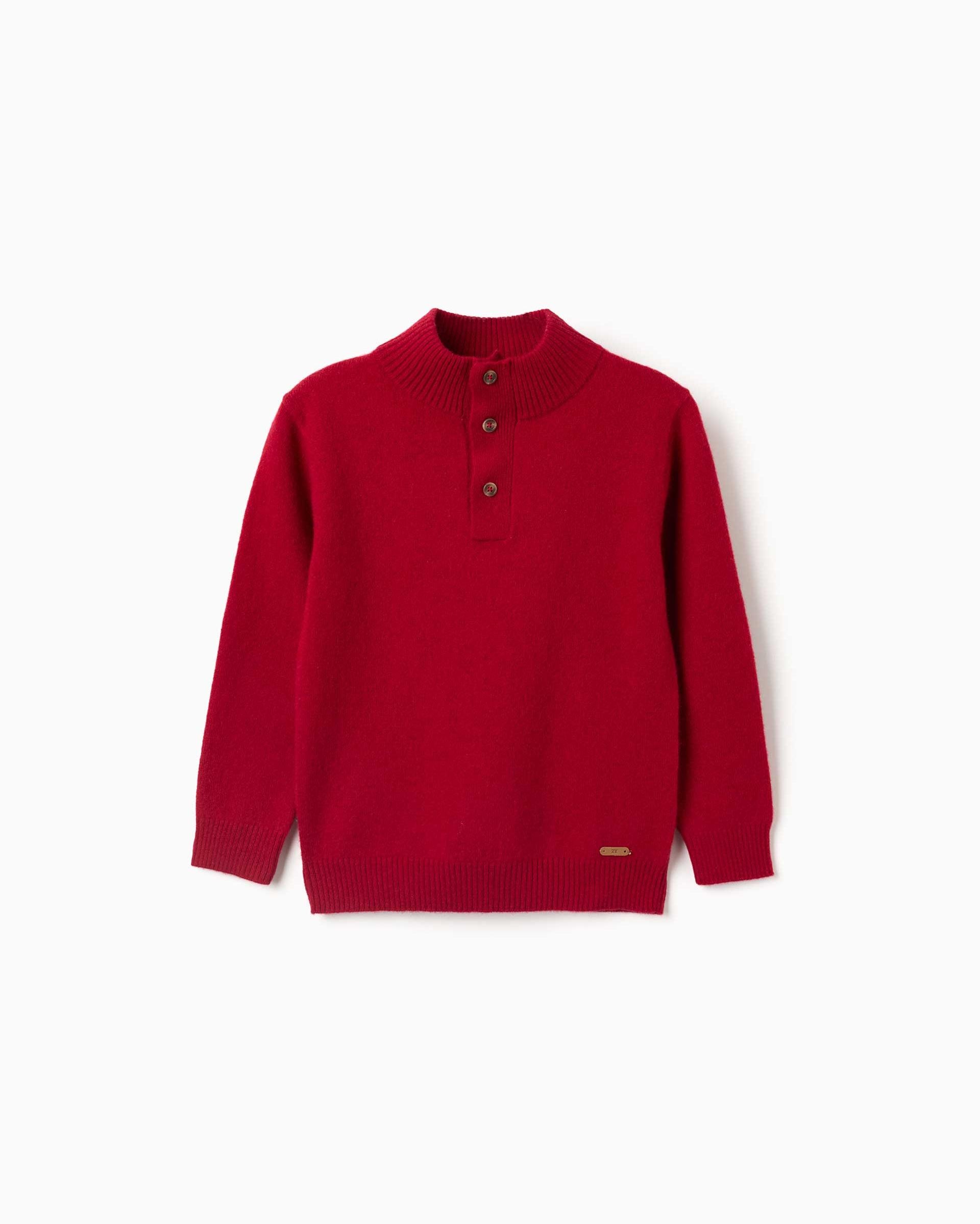 Imagen 1 de Jersey de niño en mezcla de lana y con cuello alto simulado - Zippy - Rojo Rojo