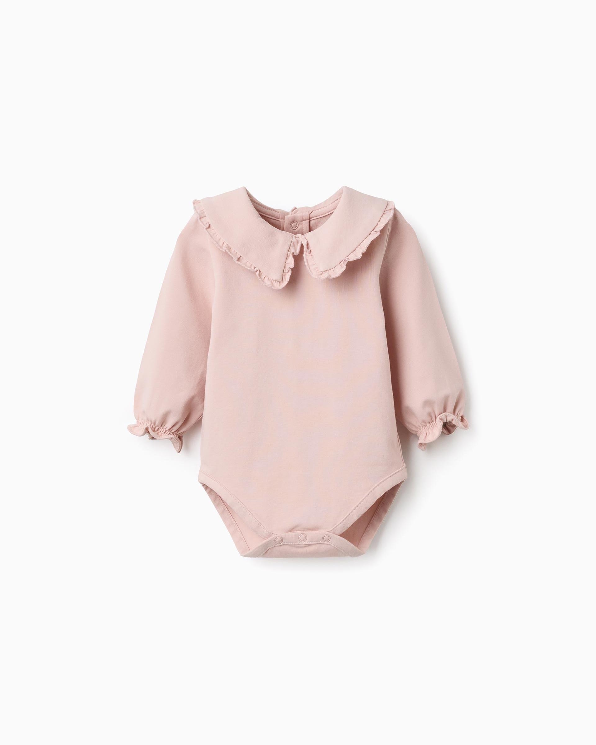 Body de bebé niña de algodón y con volantes - Zippy - Rosa Rosa-1