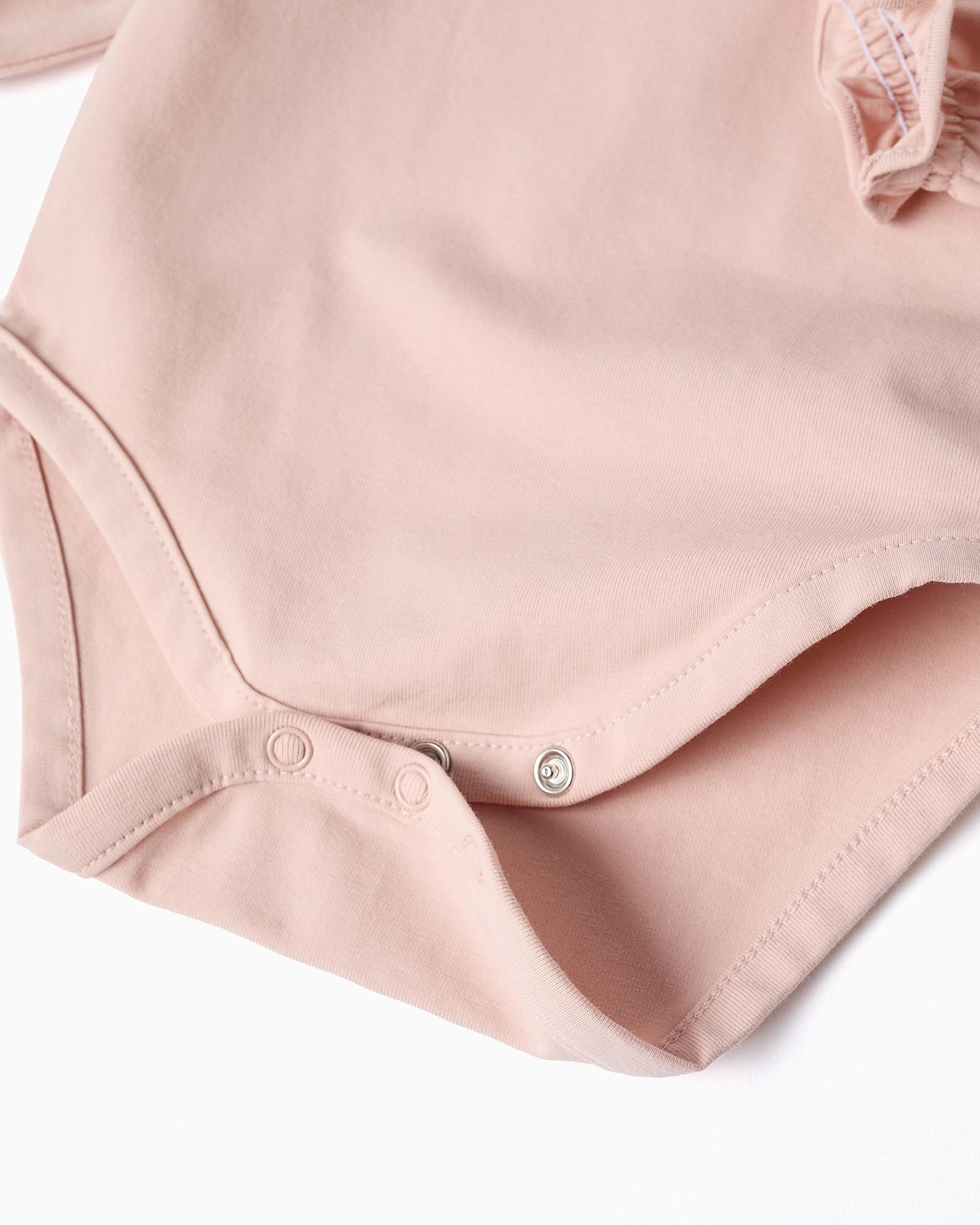 Body de bebé niña de algodón y con volantes - Zippy - Rosa Rosa-4