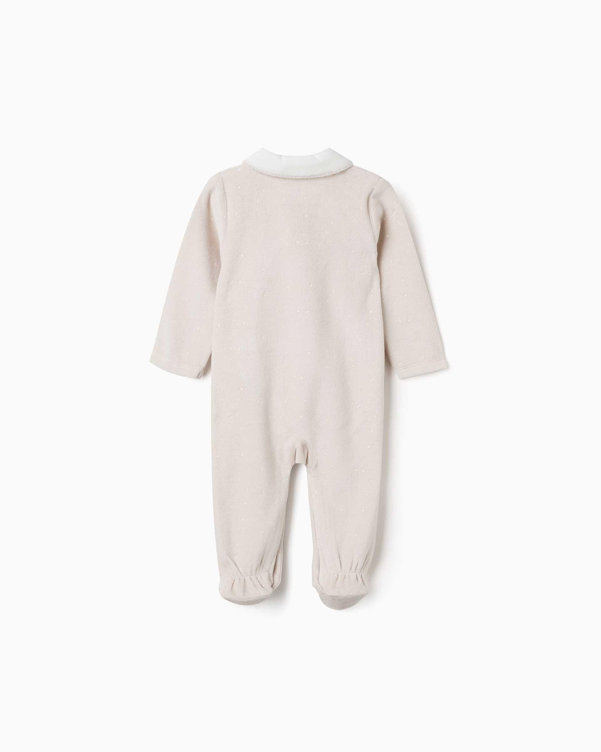 Pijama de bebé niño de terciopelo y con estampado - Zippy - Beige Beige-3