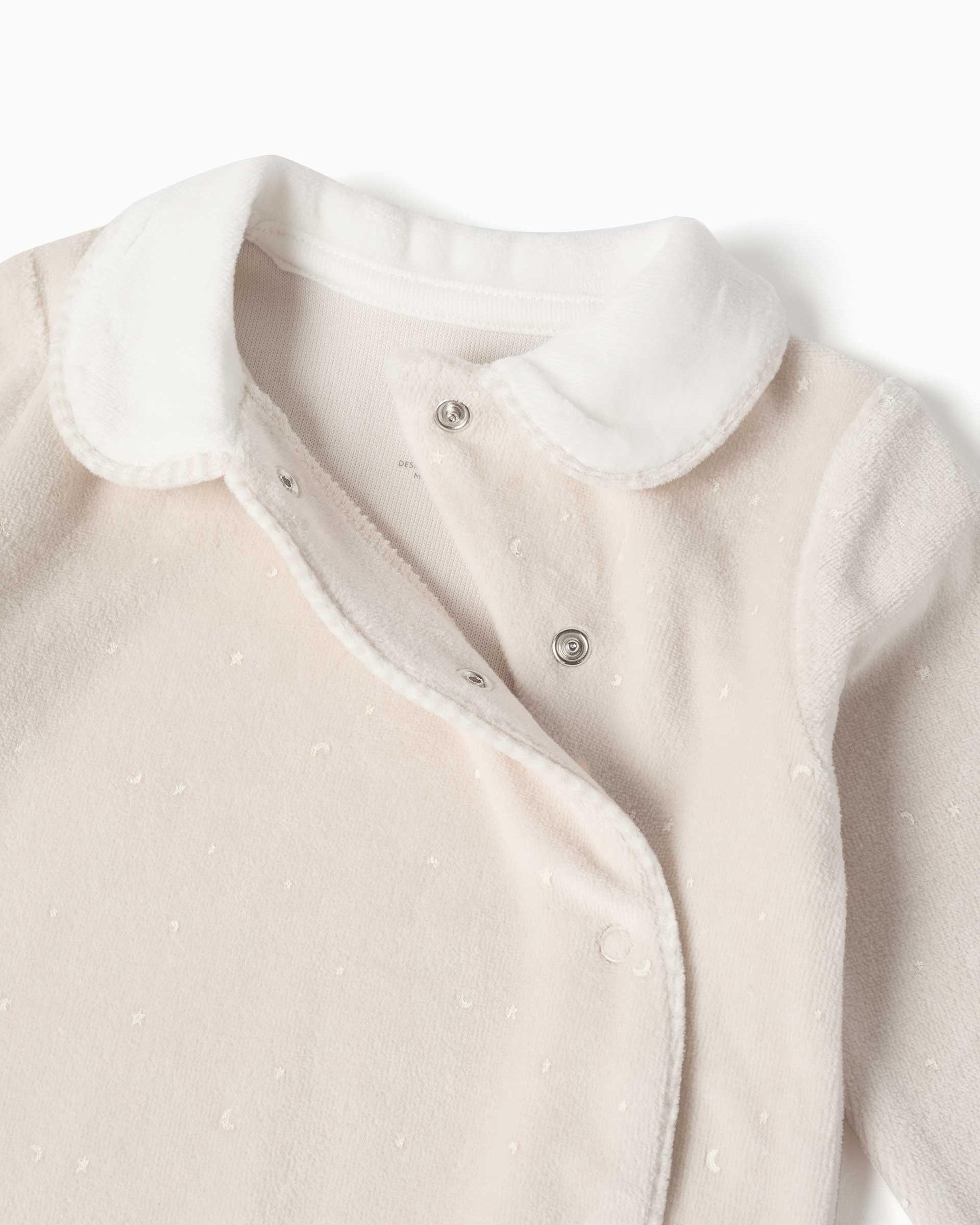 Pijama de bebé niño de terciopelo y con estampado - Zippy - Beige Beige-2