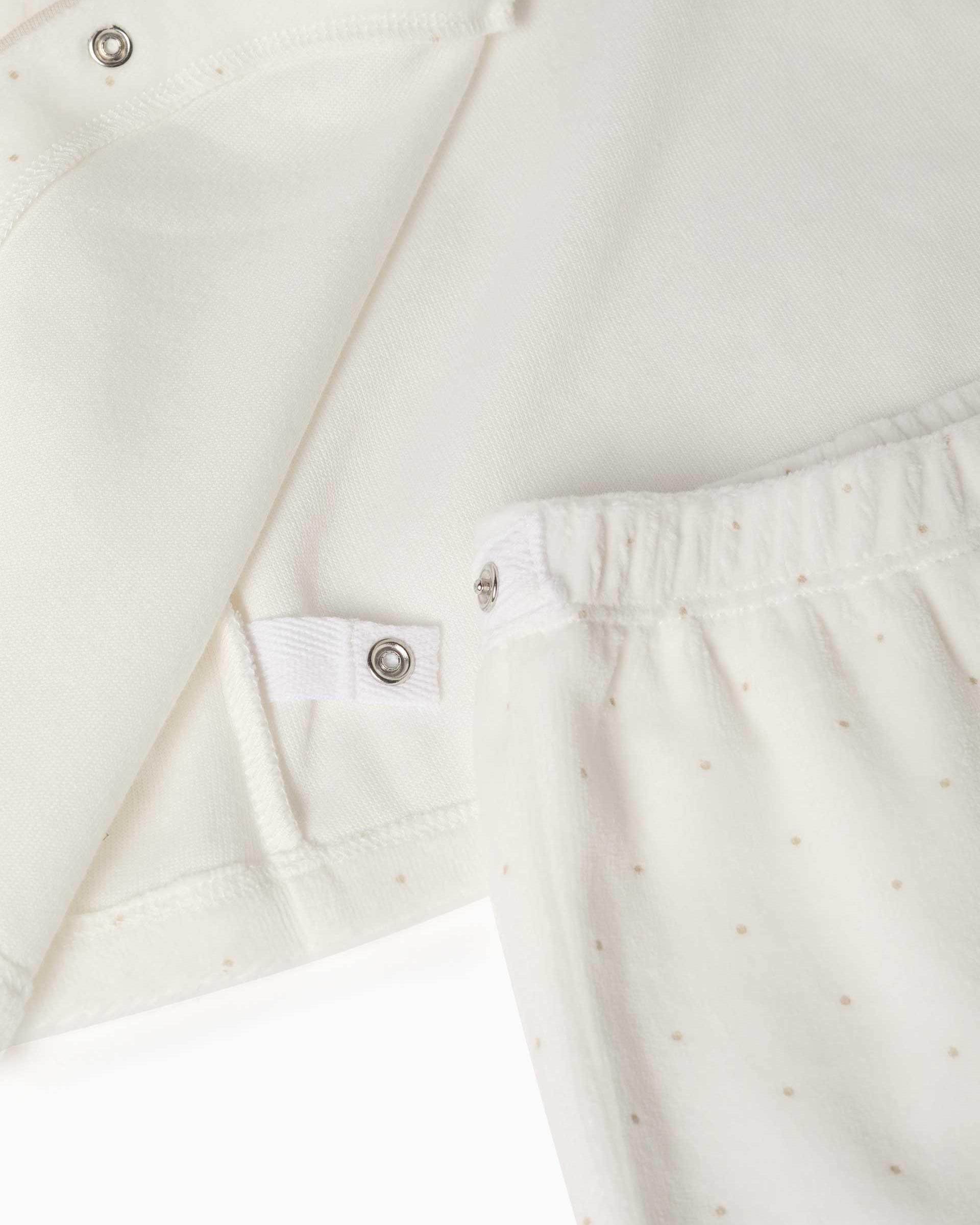 Pijama de bebé niño de terciopelo y con estampado de lunares - Zippy - Blanco Blanco-4