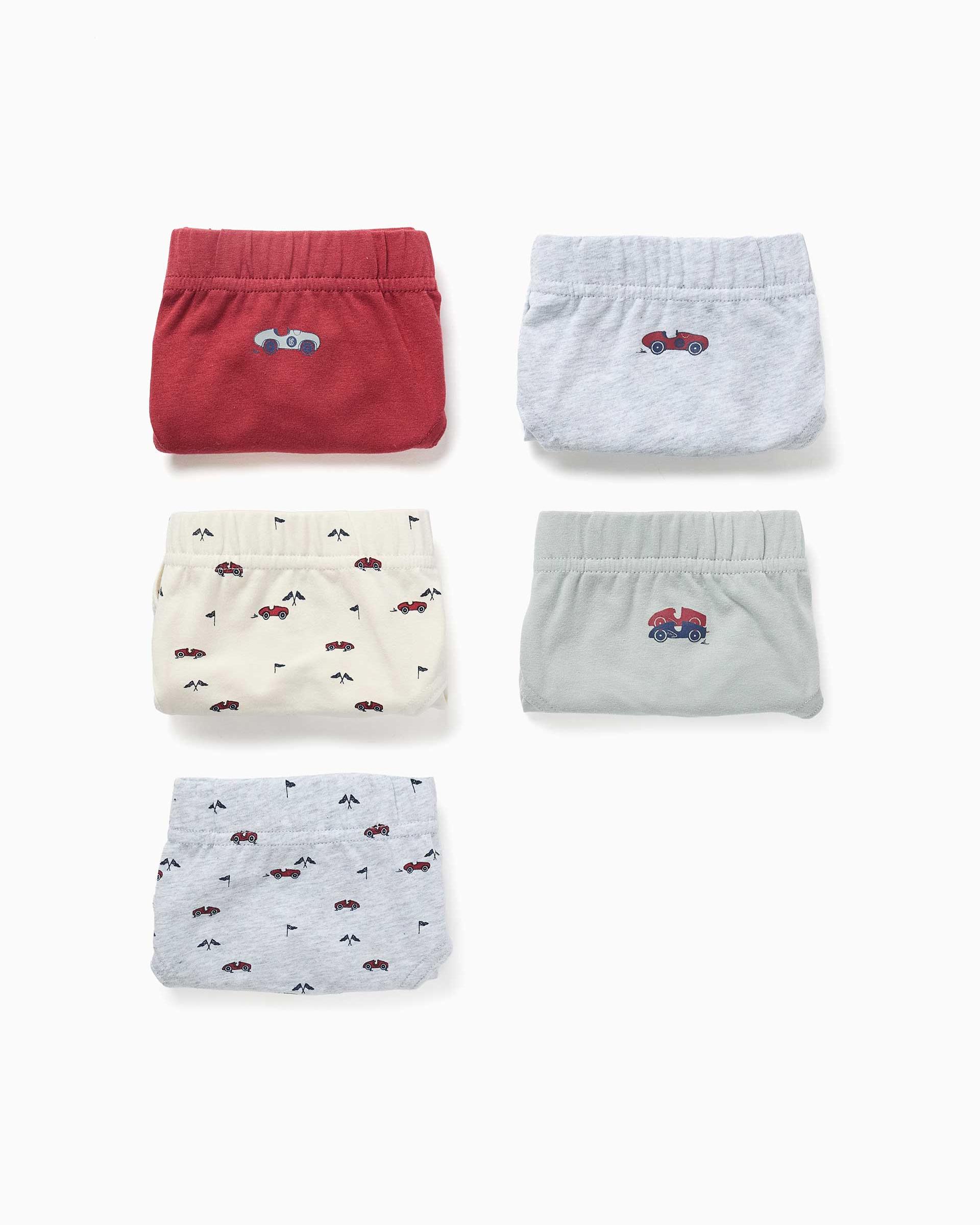Imagen 0 de Pack de 5 calzoncillos slips de niño de algodón y con estampados de coches Multicolor