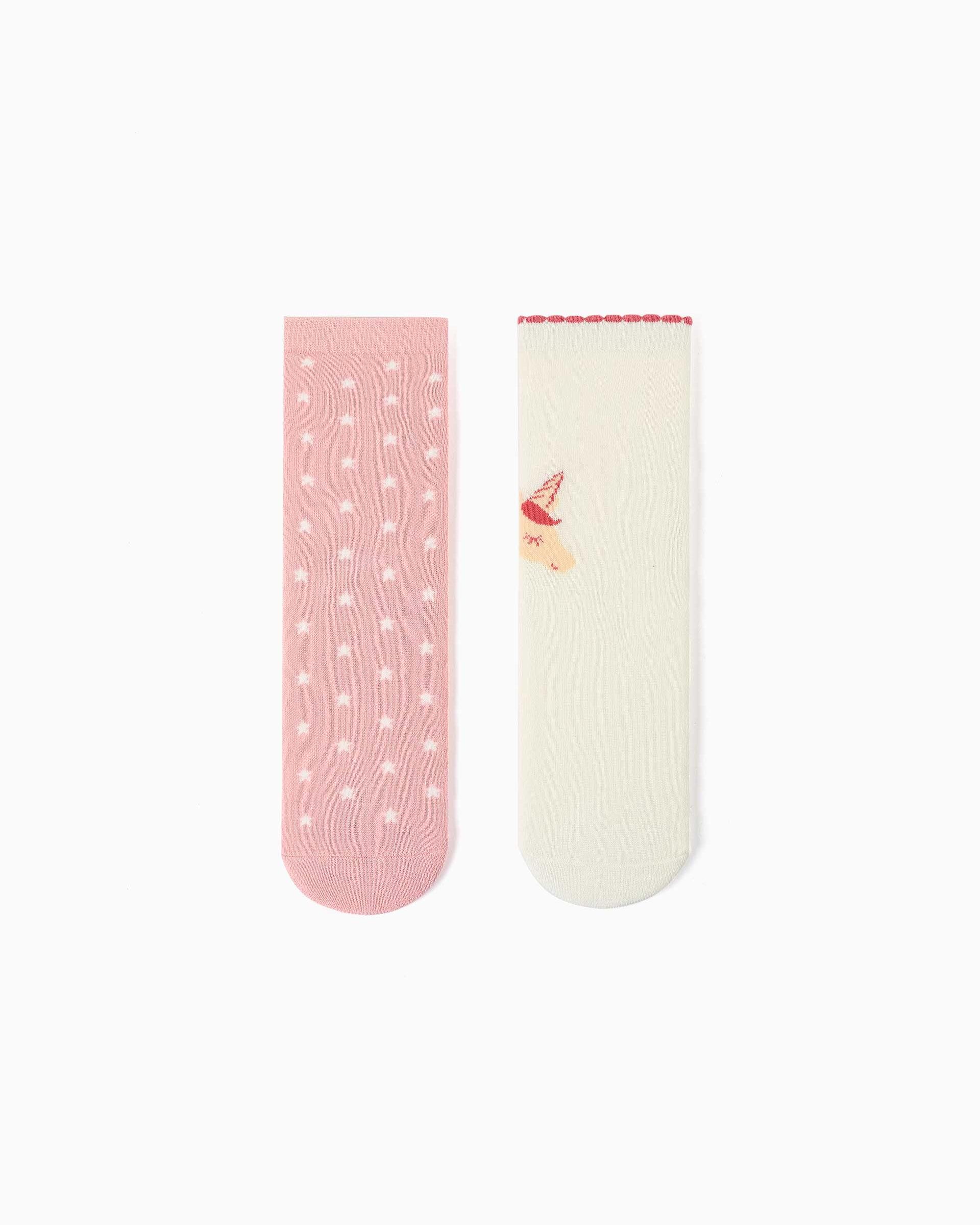Pack de 2 calcetines de niña con forro de rizo y antideslizantes - Zippy - Multicolor Multicolor-1