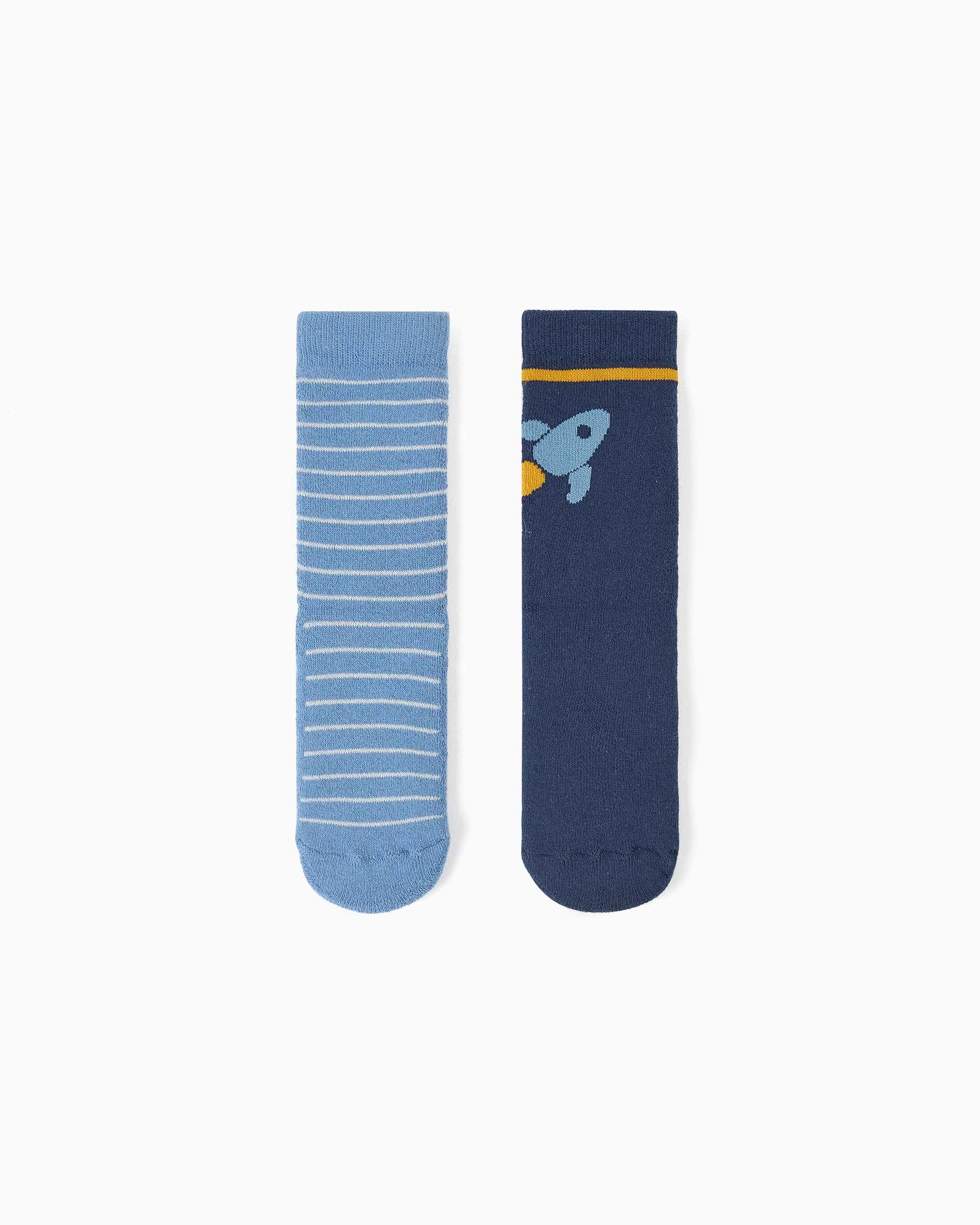 Pack de 2 calcetines de niño con forro de rizo y antideslizantes - Zippy - Multicolor Multicolor-1