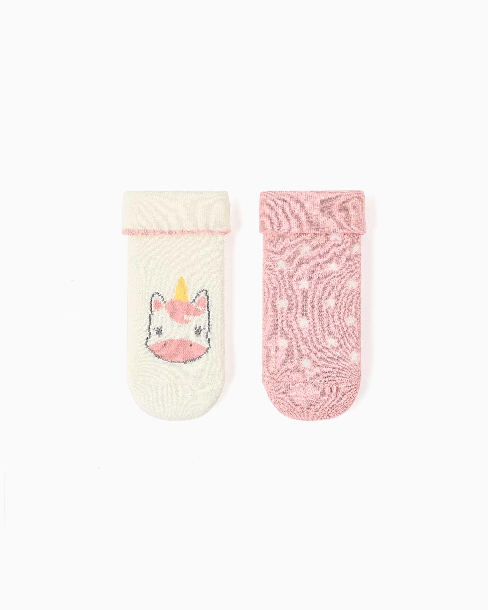 Imagen 1 de Pack de 2 calcetines de bebé niña con forro de rizo y antideslizantes - Zippy - Multicolor Multicolor