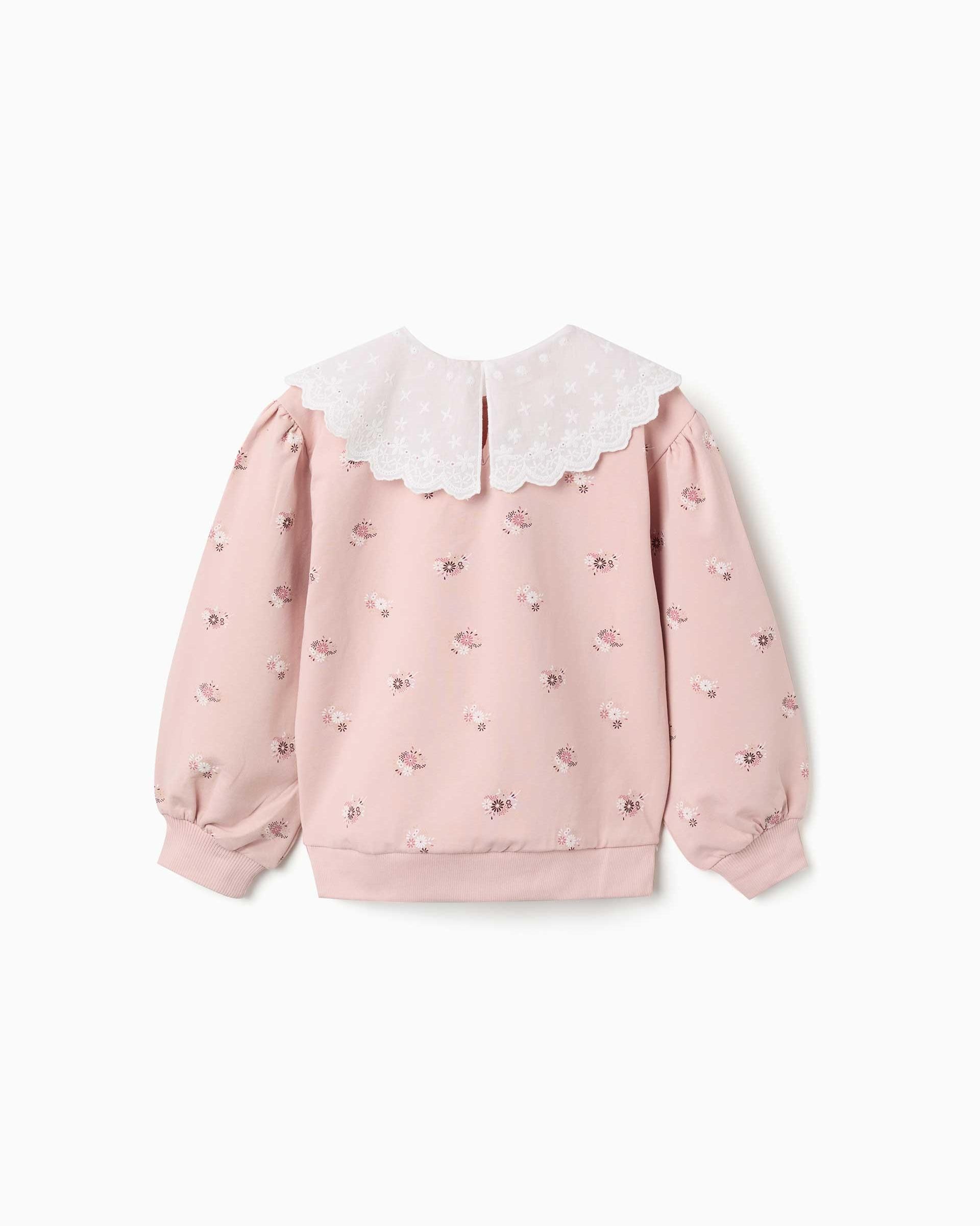 Imagen 3 de Sudadera de niña con estampado floral y mangas abullonadas - Zippy - Rosa Rosa