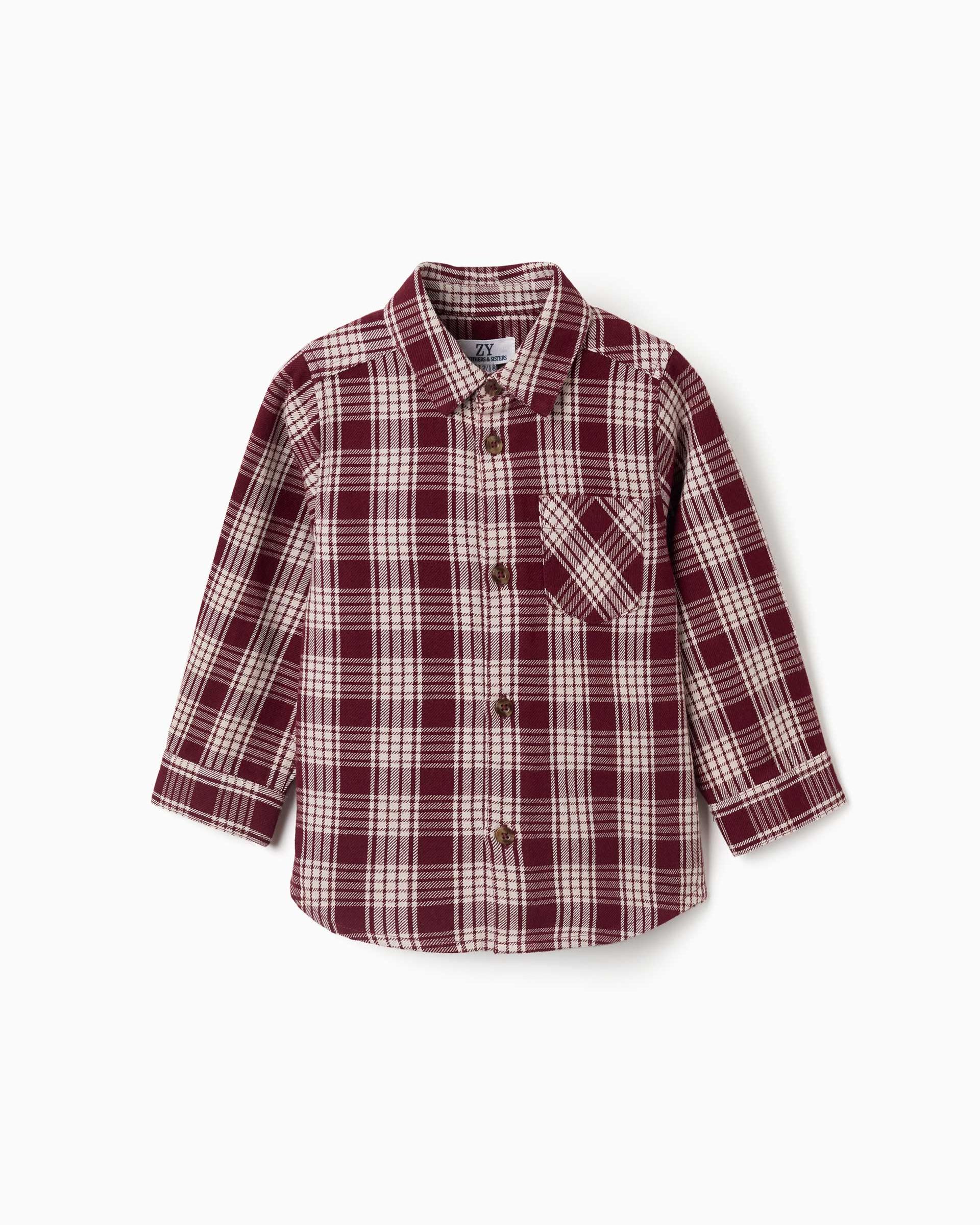Imagen 1 de Camisa de bebé niño 100% algodón y a cuadros Rojo