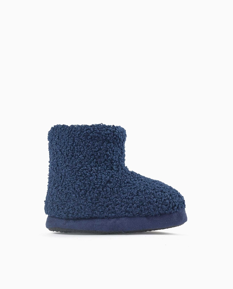 Imagen 1 de Zapatillas de casa cerradas de niño en sherpa y con suela antideslizante Azul marino