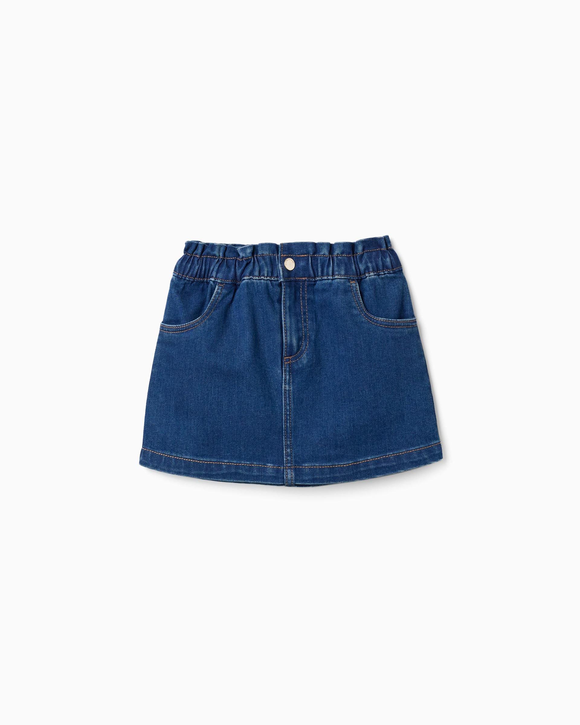 Falda de niña vaquera con cintura elástica y bolsillos - Zippy - Azul Azul-1