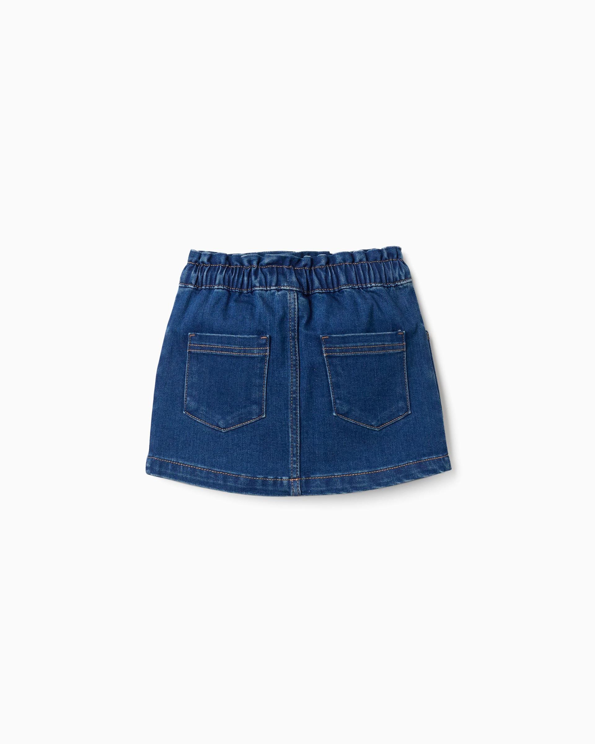 Falda de niña vaquera con cintura elástica y bolsillos - Zippy - Azul Azul-3