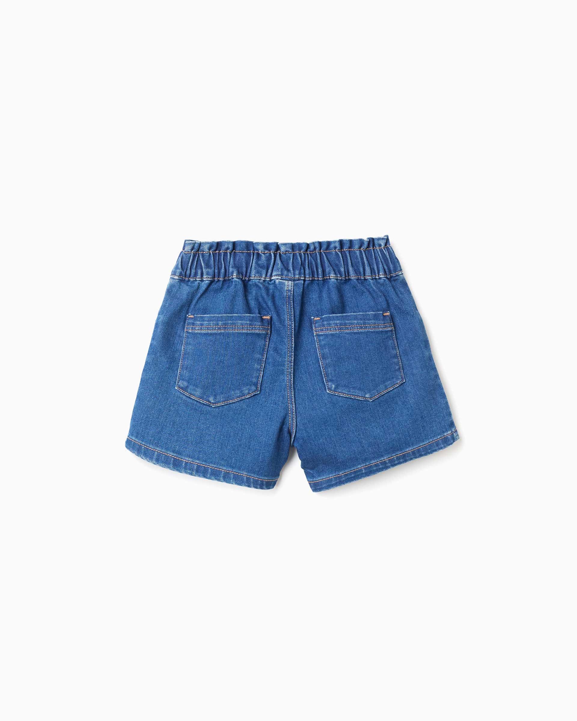 Imagen 3 de Pantalón corto de niña vaquero con cintura elástica y bolsillos - Zippy - Azul Azul