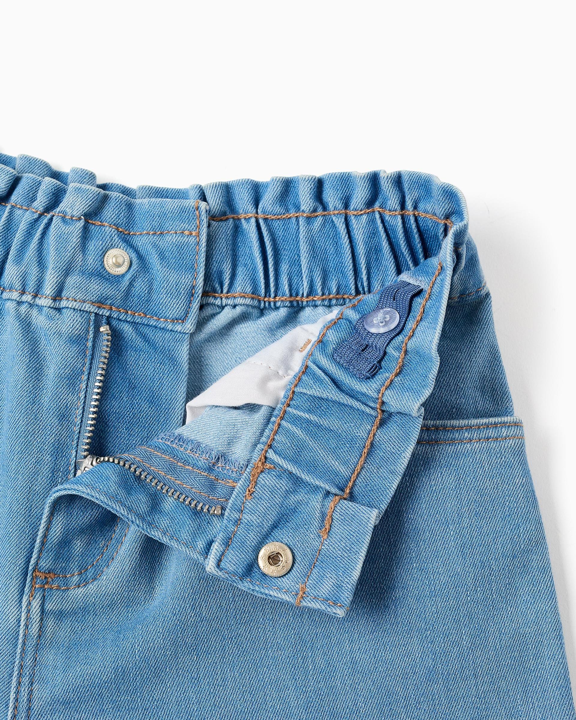 Imagen 2 de Pantalón corto de niña vaquero con cintura elástica y bolsillos - Zippy - Azul claro Azul claro