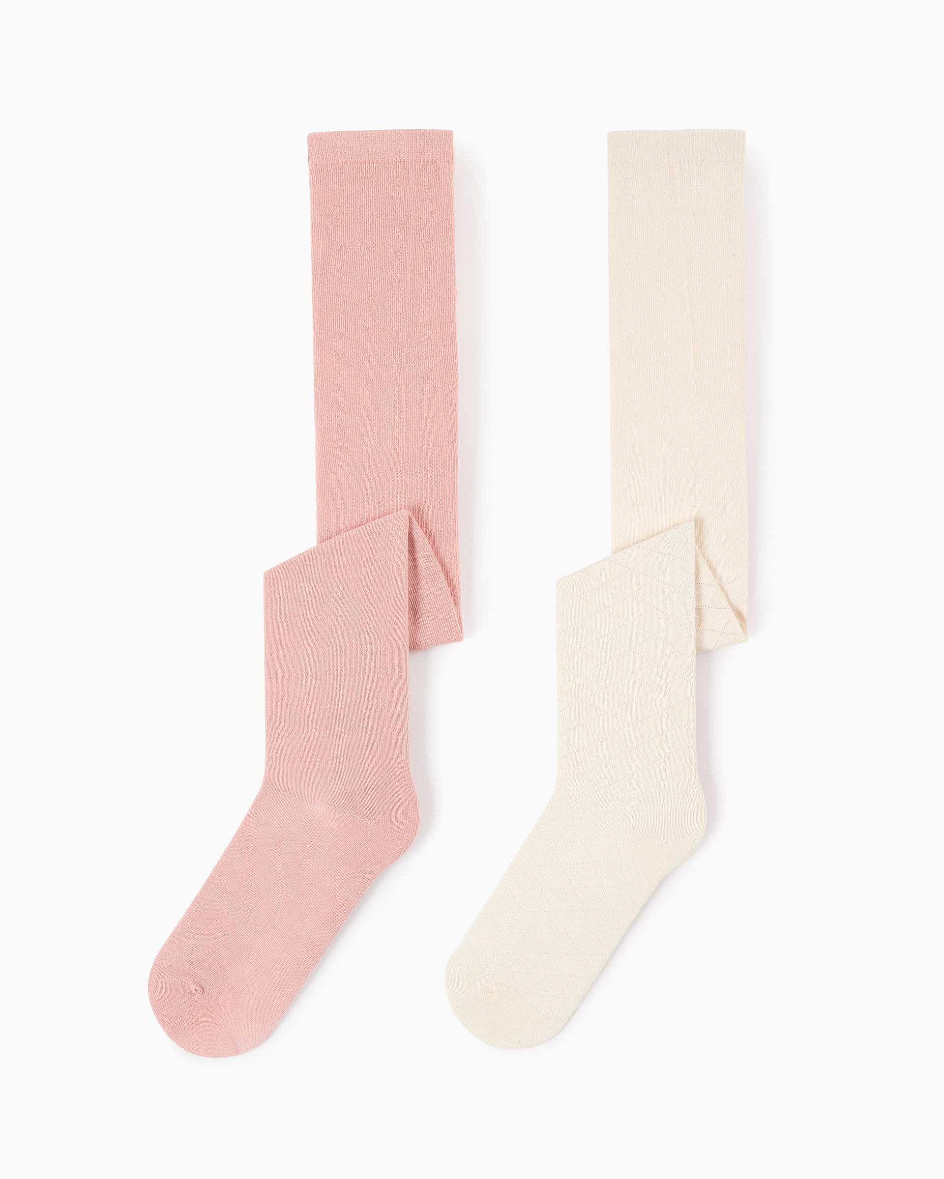 Imagen 0 de Pack de 2 leotardos de niña de punto y con cintura elástica Multicolor