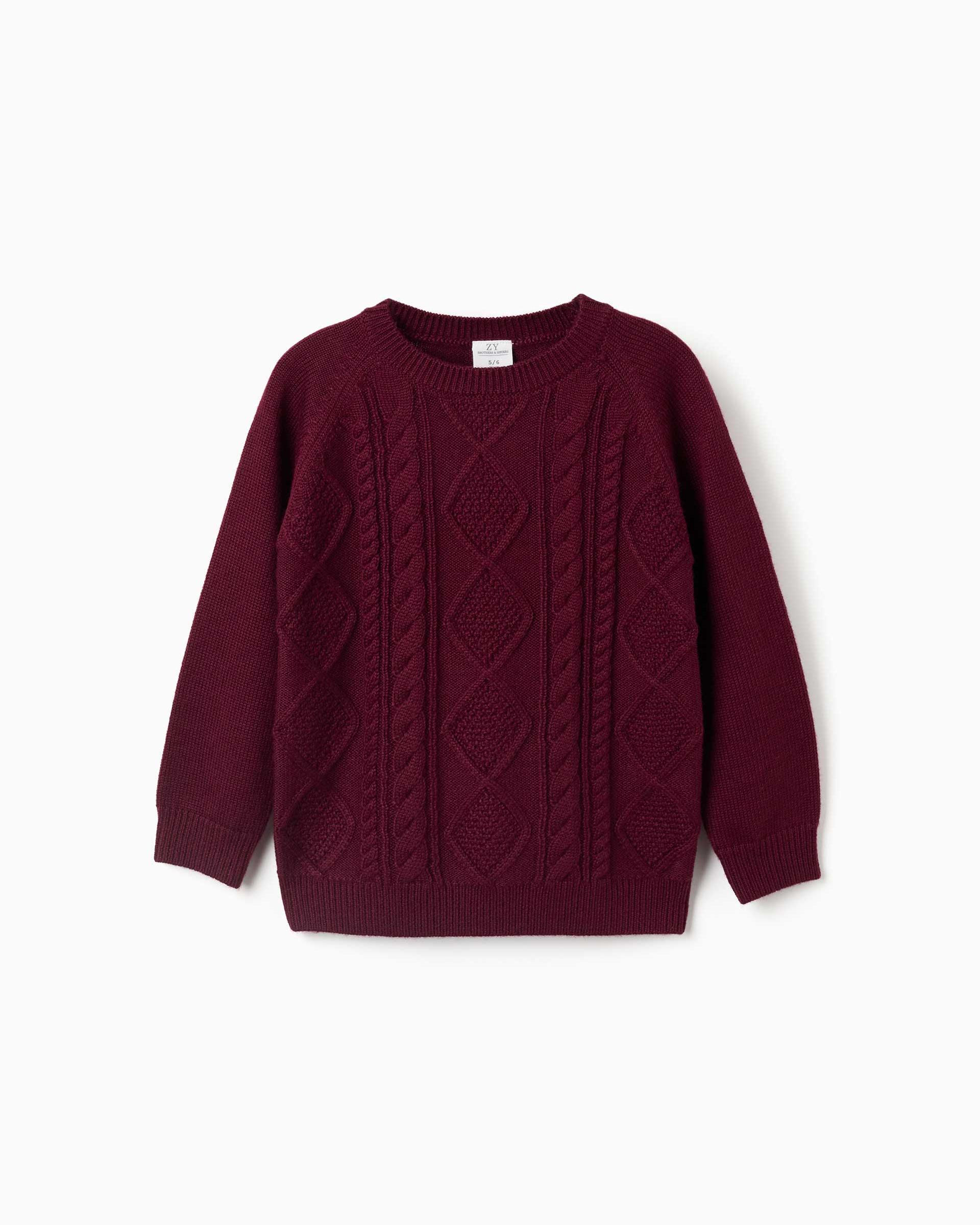 Imagen 1 de Jersey de niño en mezcla de lana y con detalles trenzados - Zippy - Rojo Rojo