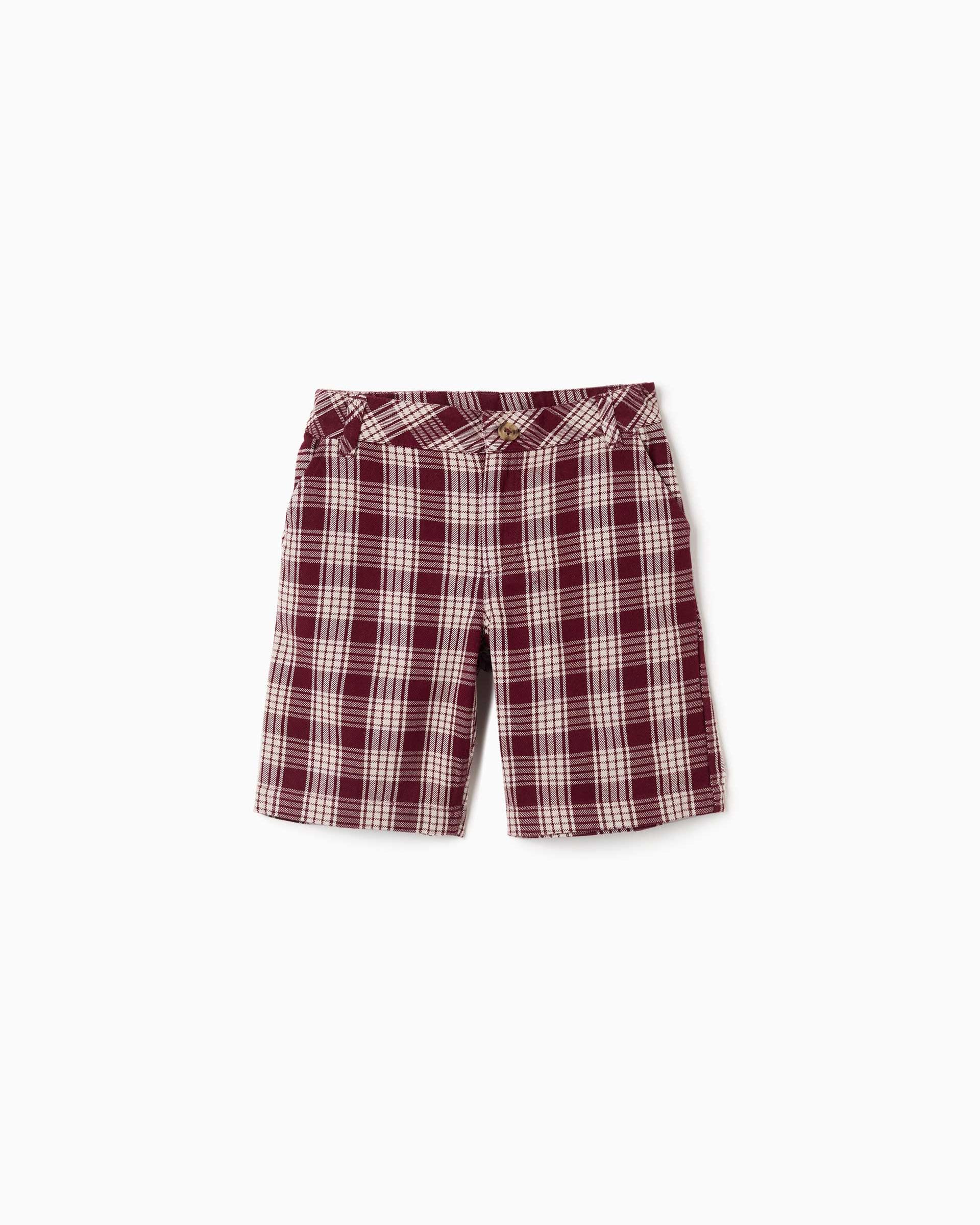 Imagen 1 de Bermuda de niño 100% algodón y a cuadros Rojo