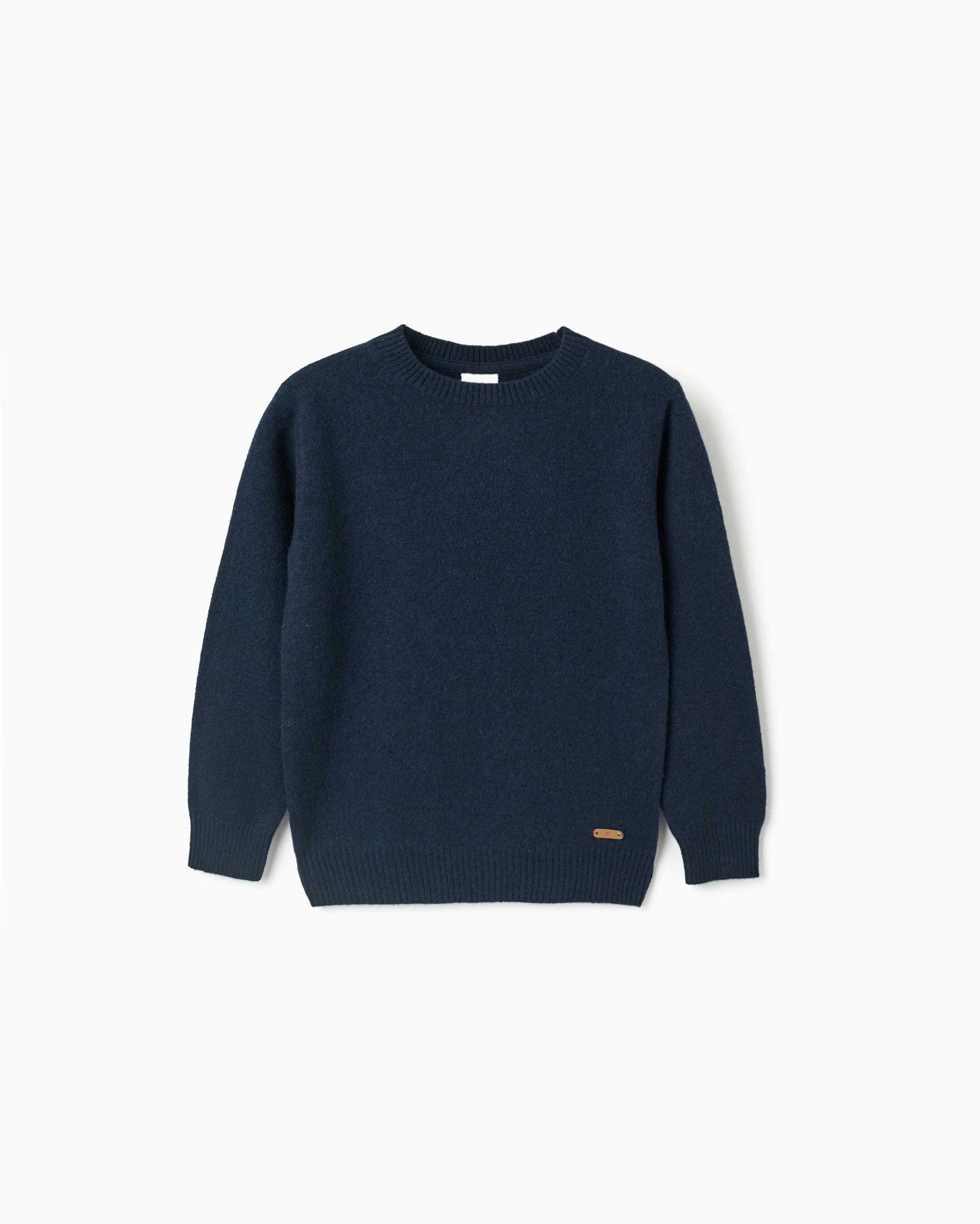 Jersey de niño en mezcla de lana y con extremos acanalados - Zippy - Azul marino Azul marino-1