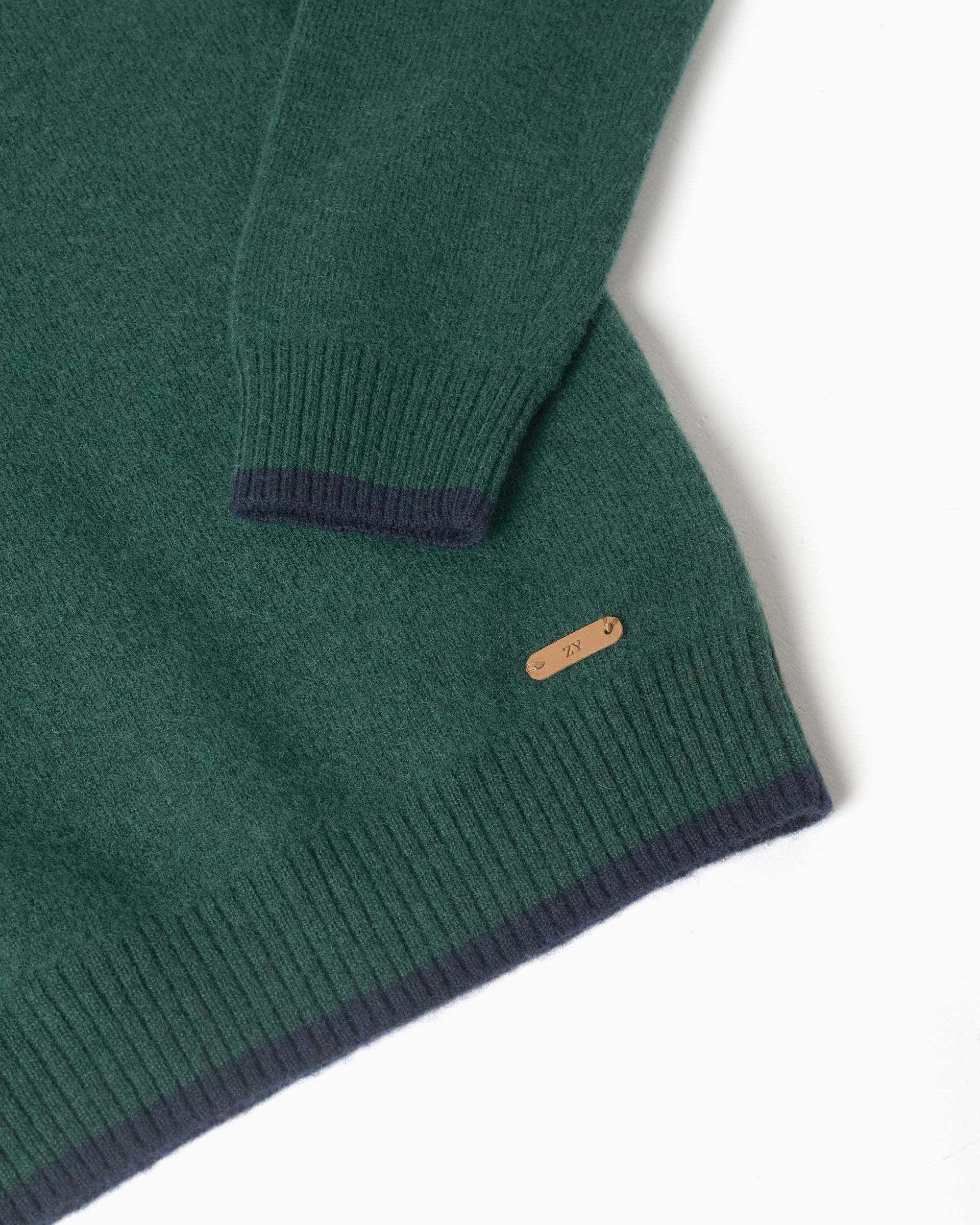 Jersey de niño en mezcla de lana y con extremos acanalados - Zippy - Verde oscuro Verde oscuro-2