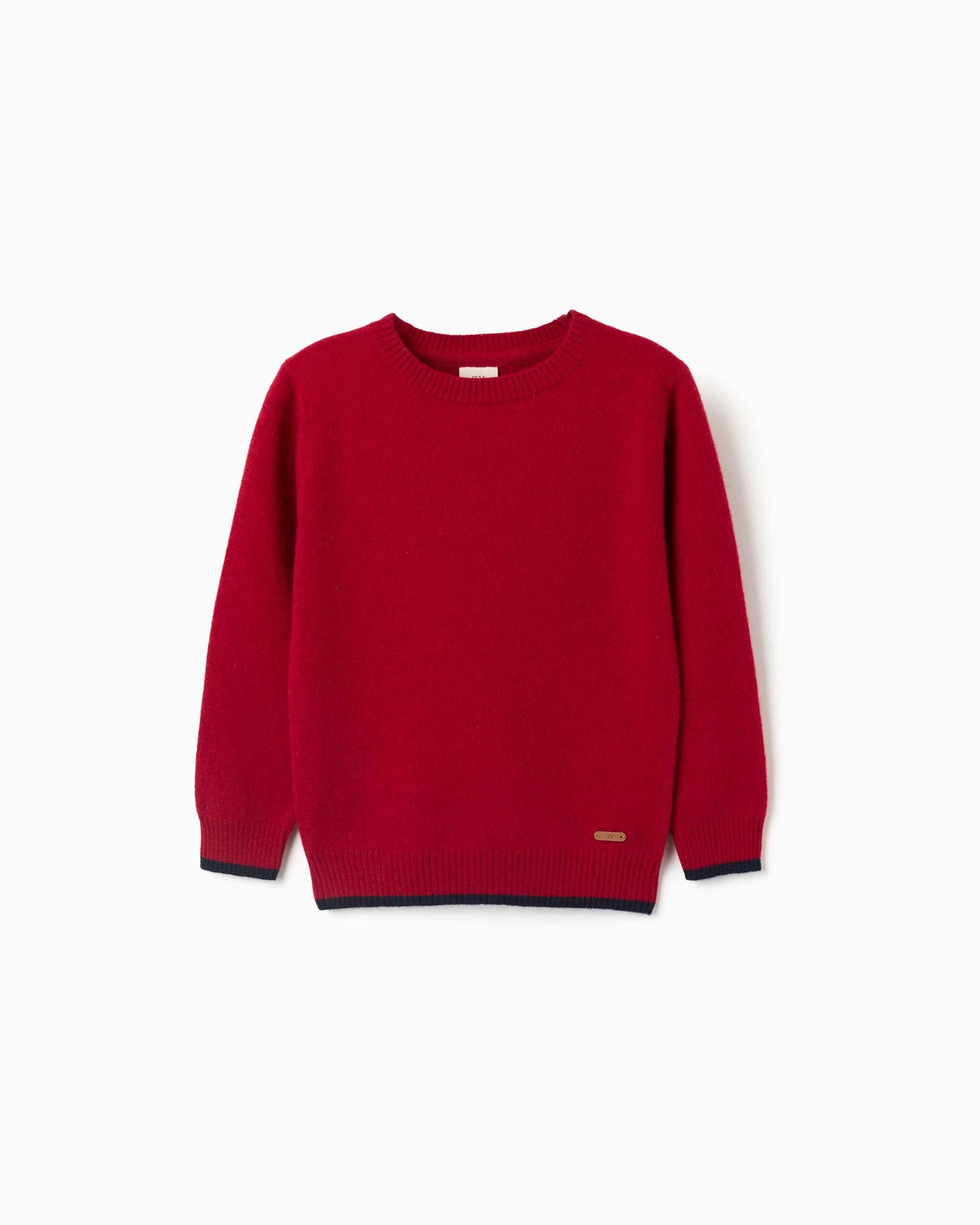 Imagen 1 de Jersey de niño en mezcla de lana y con extremos acanalados - Zippy - Rojo Rojo