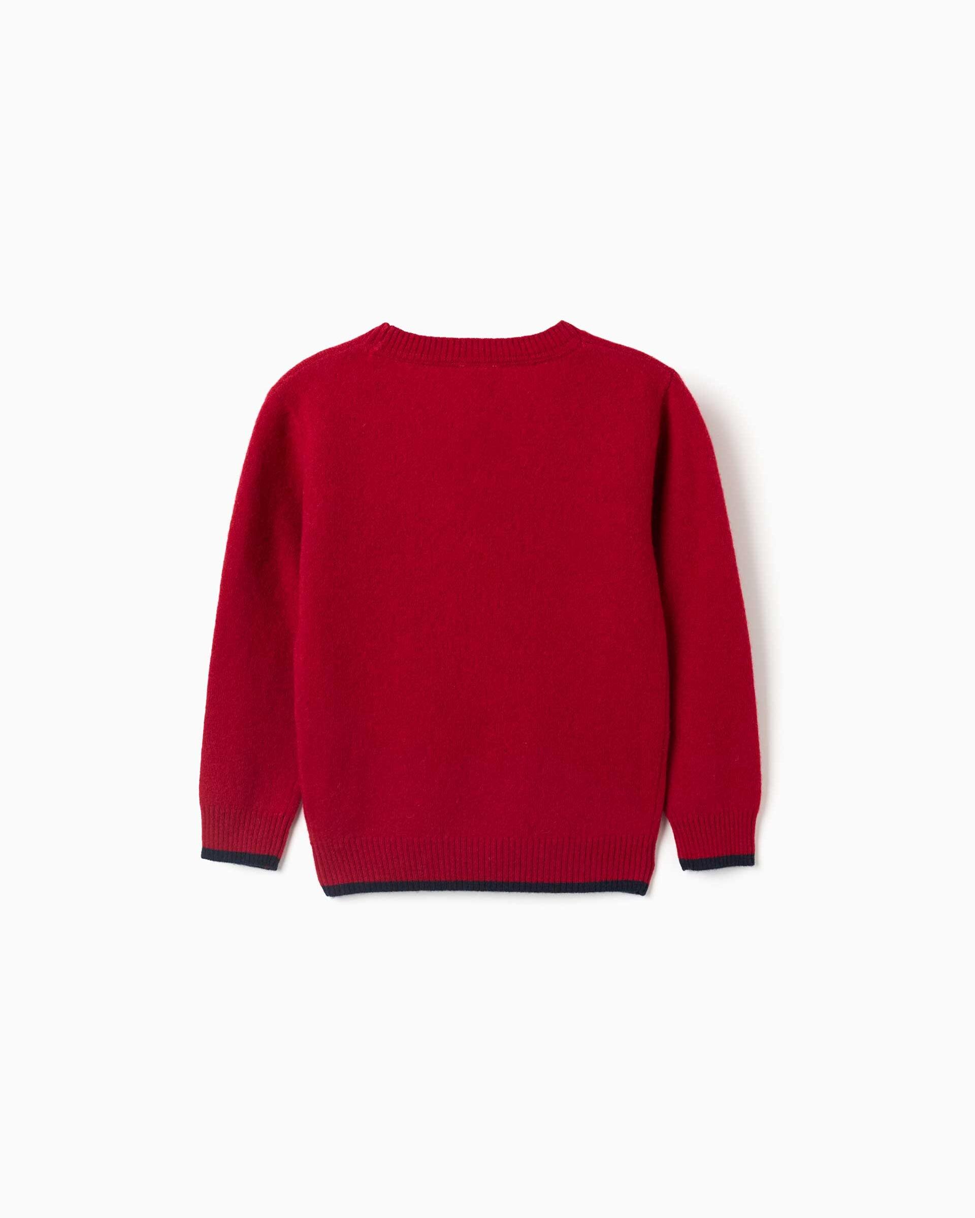 Imagen 3 de Jersey de niño en mezcla de lana y con extremos acanalados - Zippy - Rojo Rojo