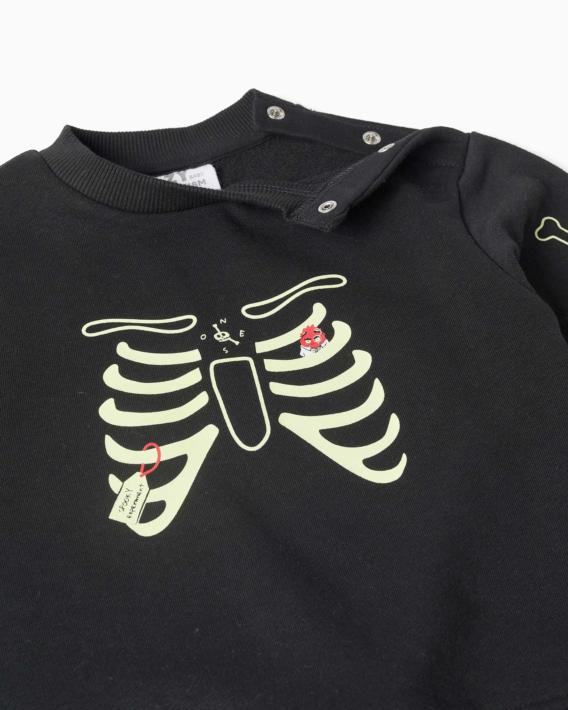 Chándal de bebé niño con estampado que brilla en la oscuridad y cordón ajustable - Zippy - Negro Negro-2
