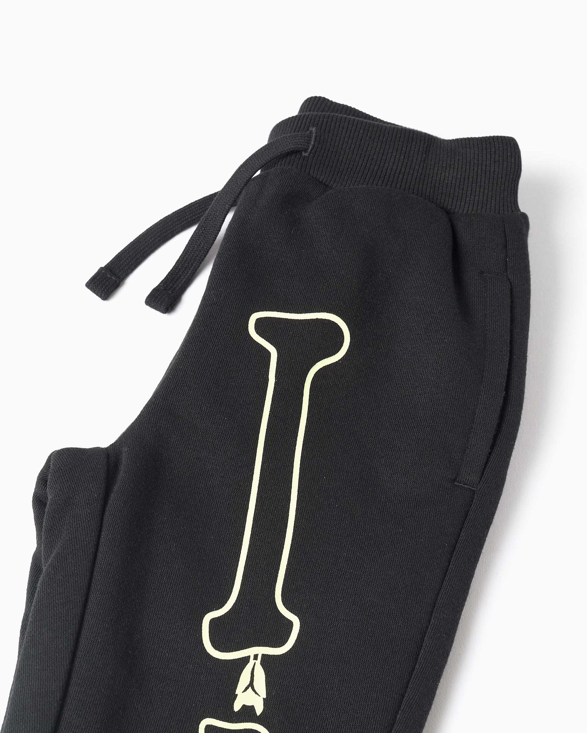 Chándal de bebé niño con estampado que brilla en la oscuridad y cordón ajustable - Zippy - Negro Negro-4