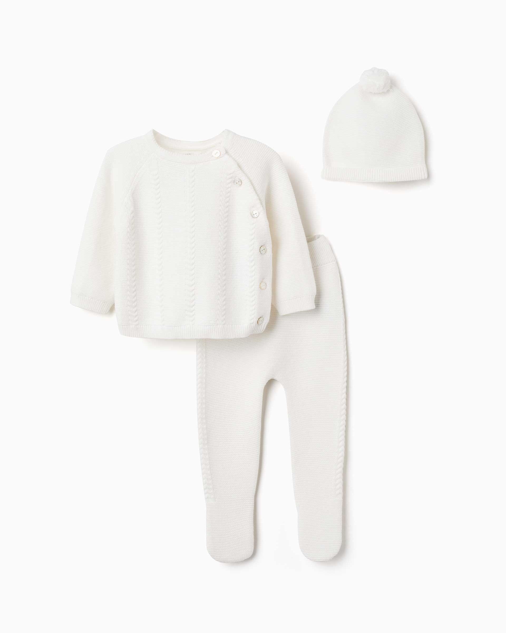 Imagen 0 de Conjunto de bebés 100% algodón y de punto Blanco