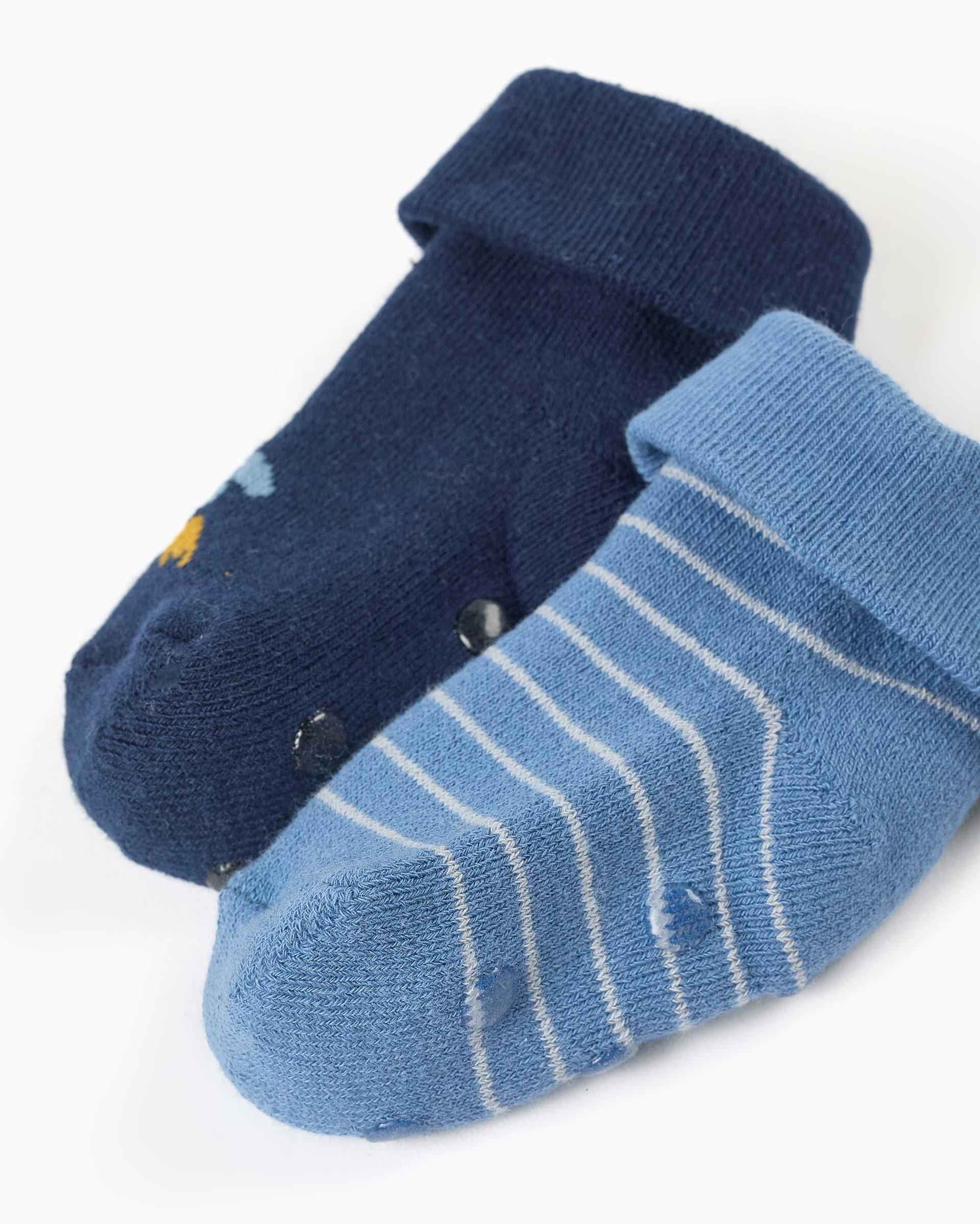 Imagen 2 de Pack de 2 calcetines de bebé niño con forro de rizo y antideslizantes - Zippy - Multicolor Multicolor