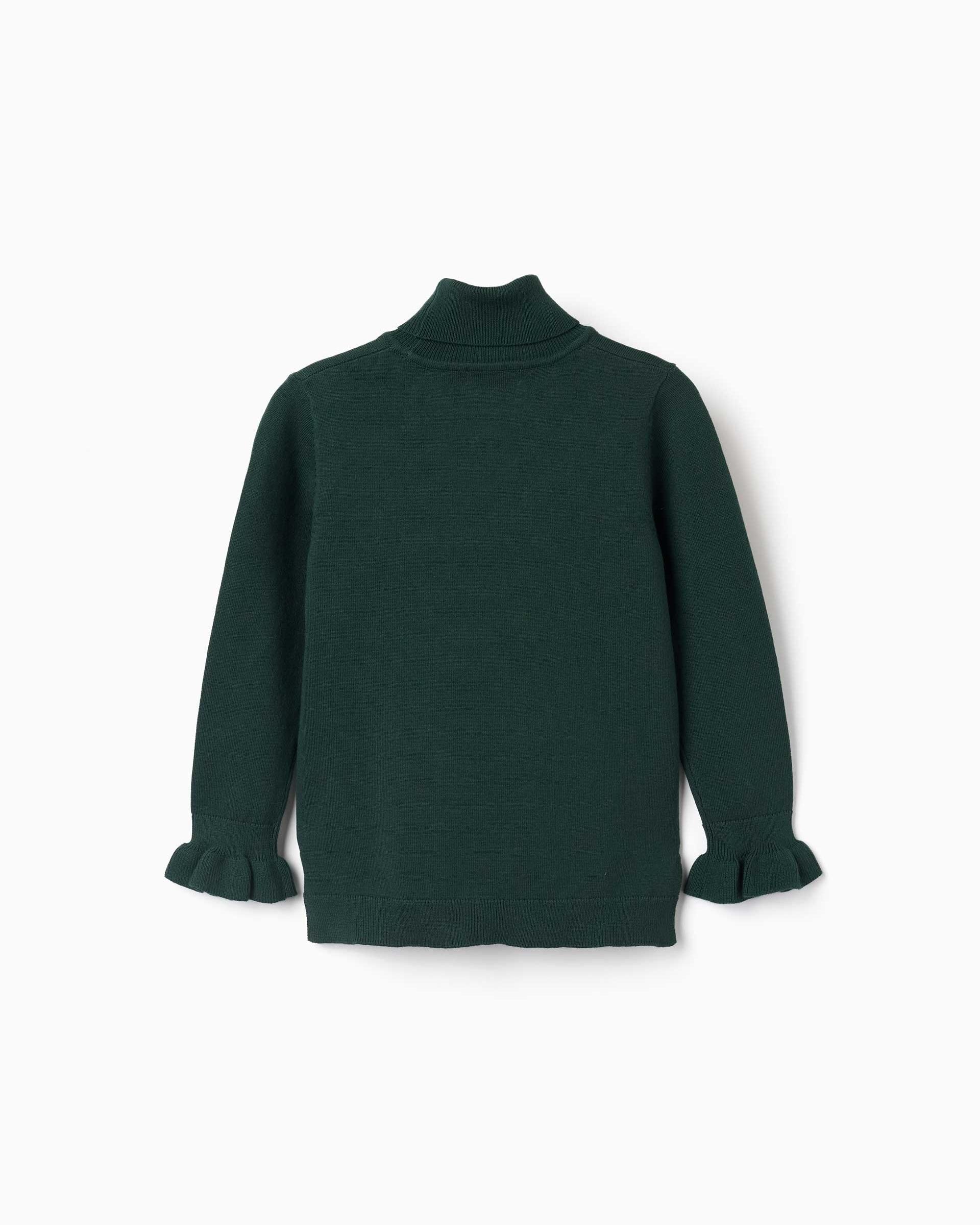 Jersey de niña de cuello alto y con volantes - Zippy - Verde oscuro Verde oscuro-3