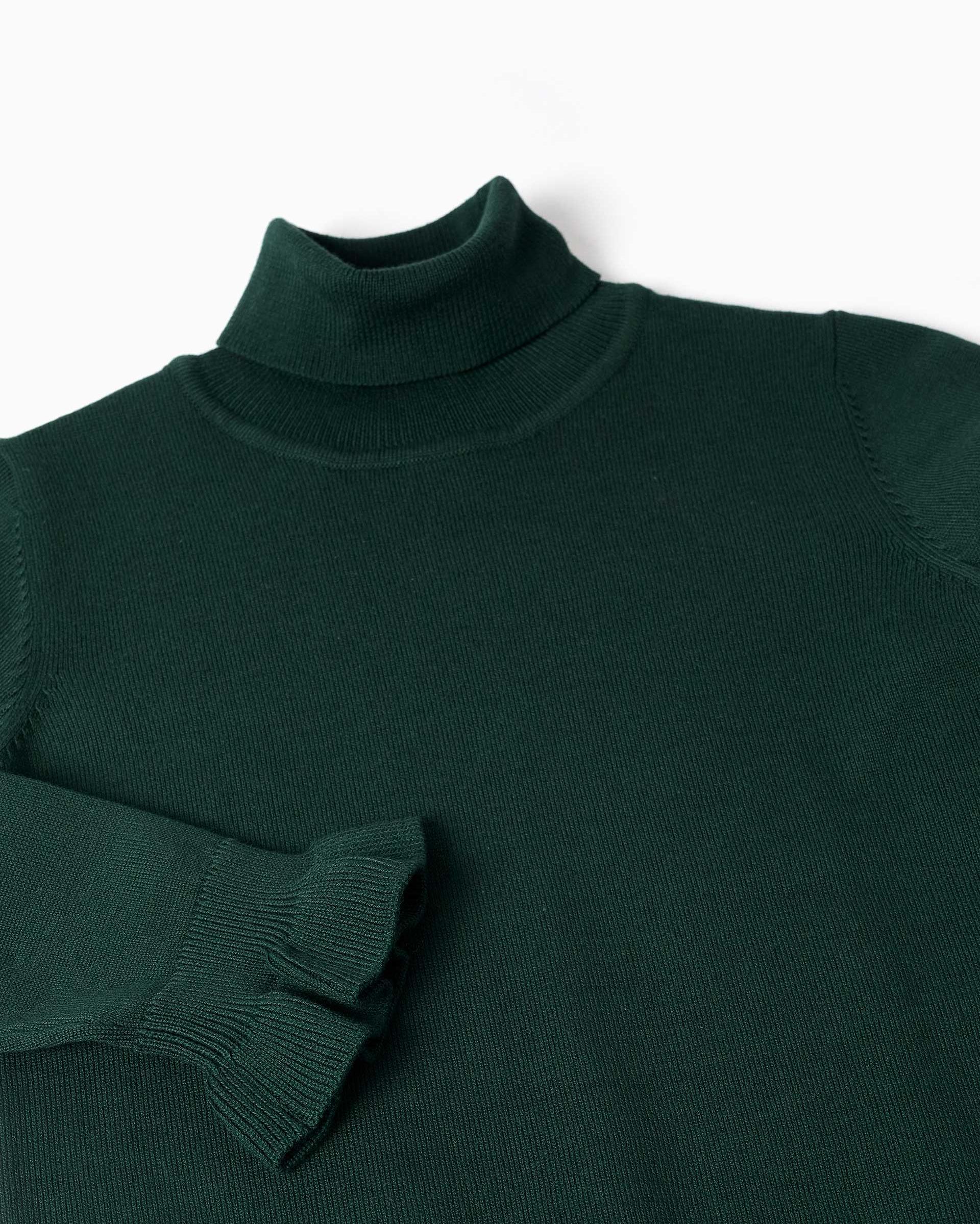 Jersey de niña de cuello alto y con volantes - Zippy - Verde oscuro Verde oscuro-2