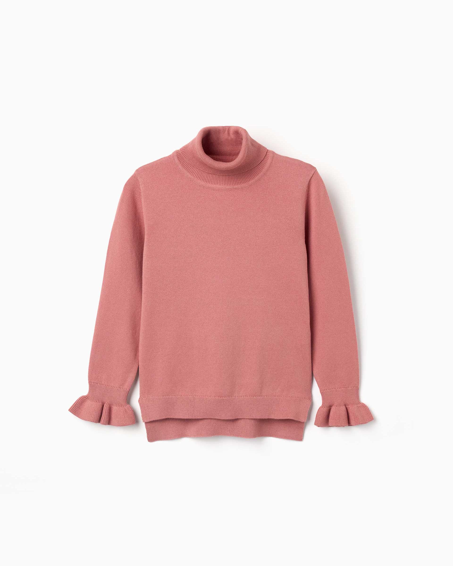 Jersey de niña de cuello alto y con volantes - Zippy - Rosa Rosa-1