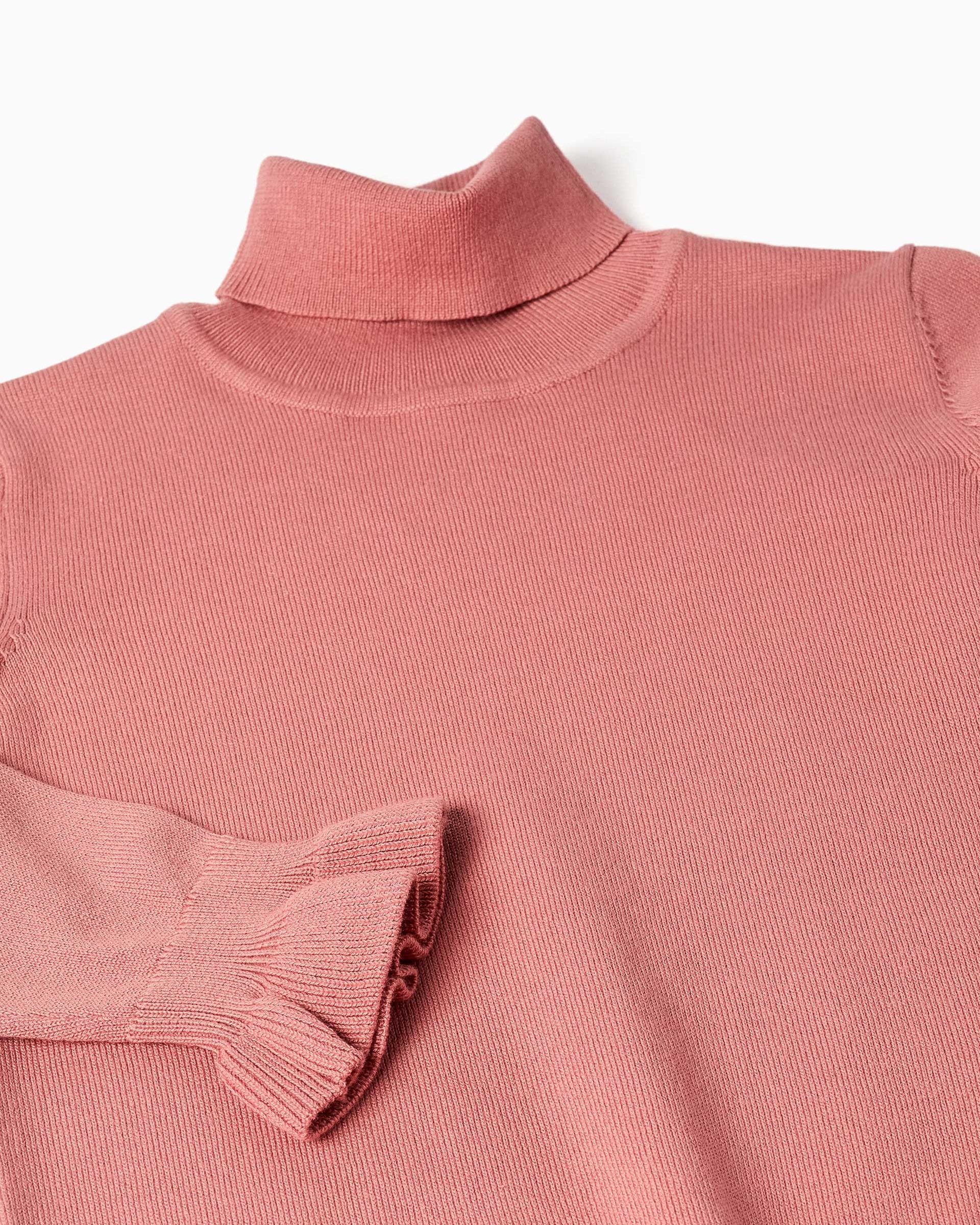 Jersey de niña de cuello alto y con volantes - Zippy - Rosa Rosa-2