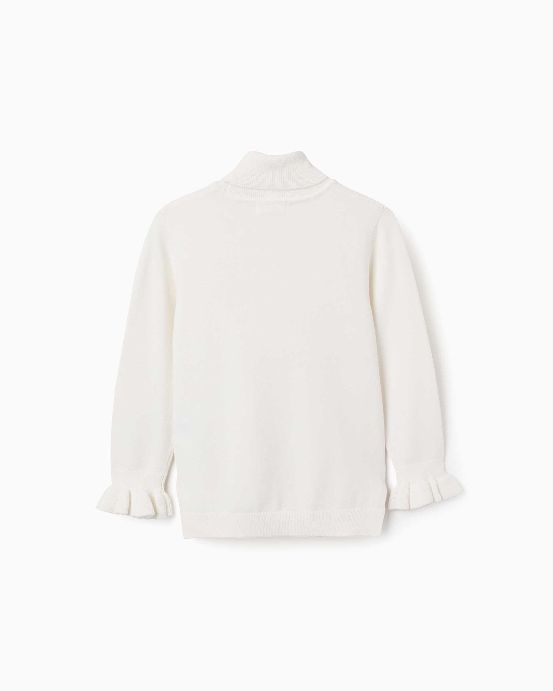 Jersey de niña de cuello alto y con volantes - Zippy - Blanco Blanco-3